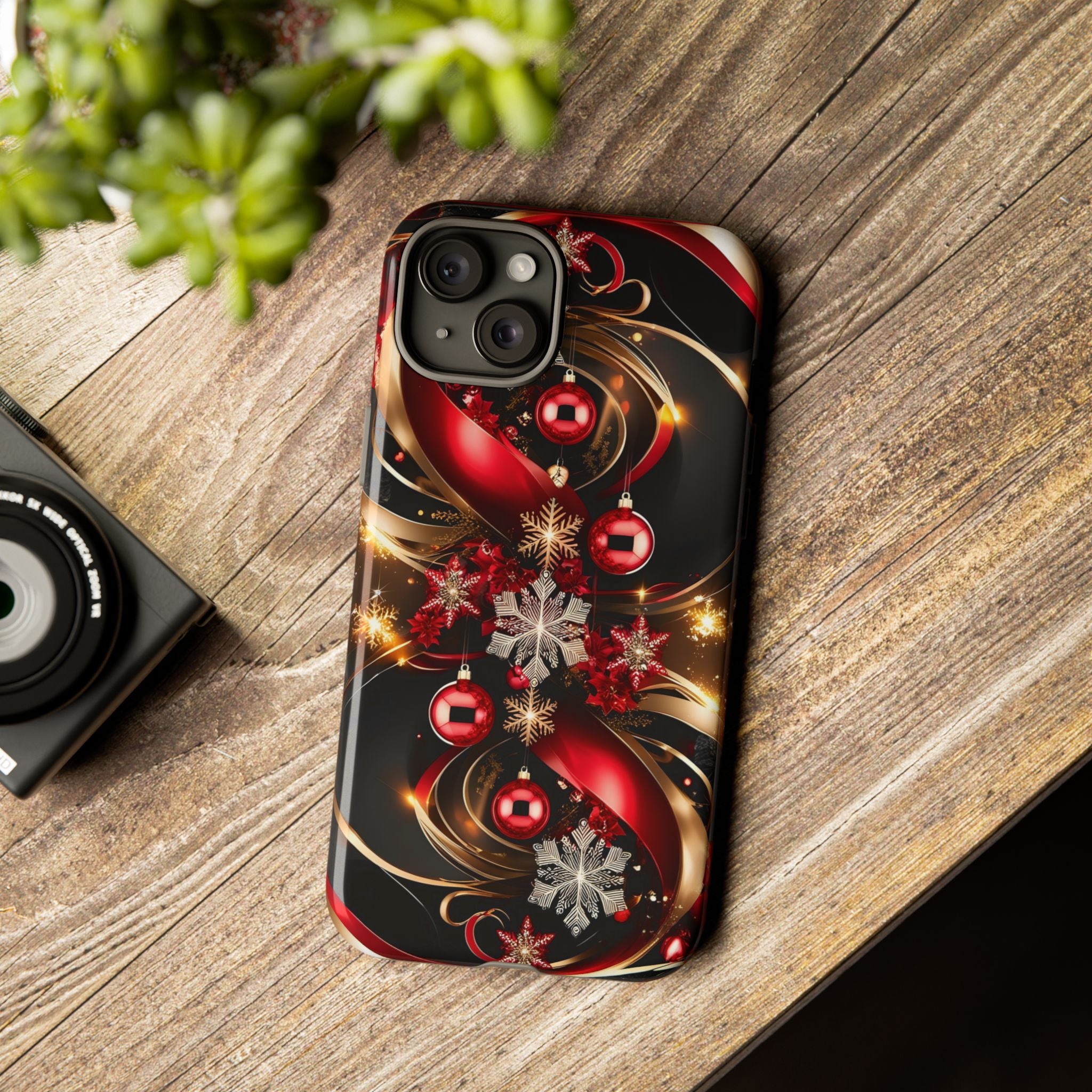 Christmas Red and Gold Phone Case - Tough Cases for Holiday Cheer