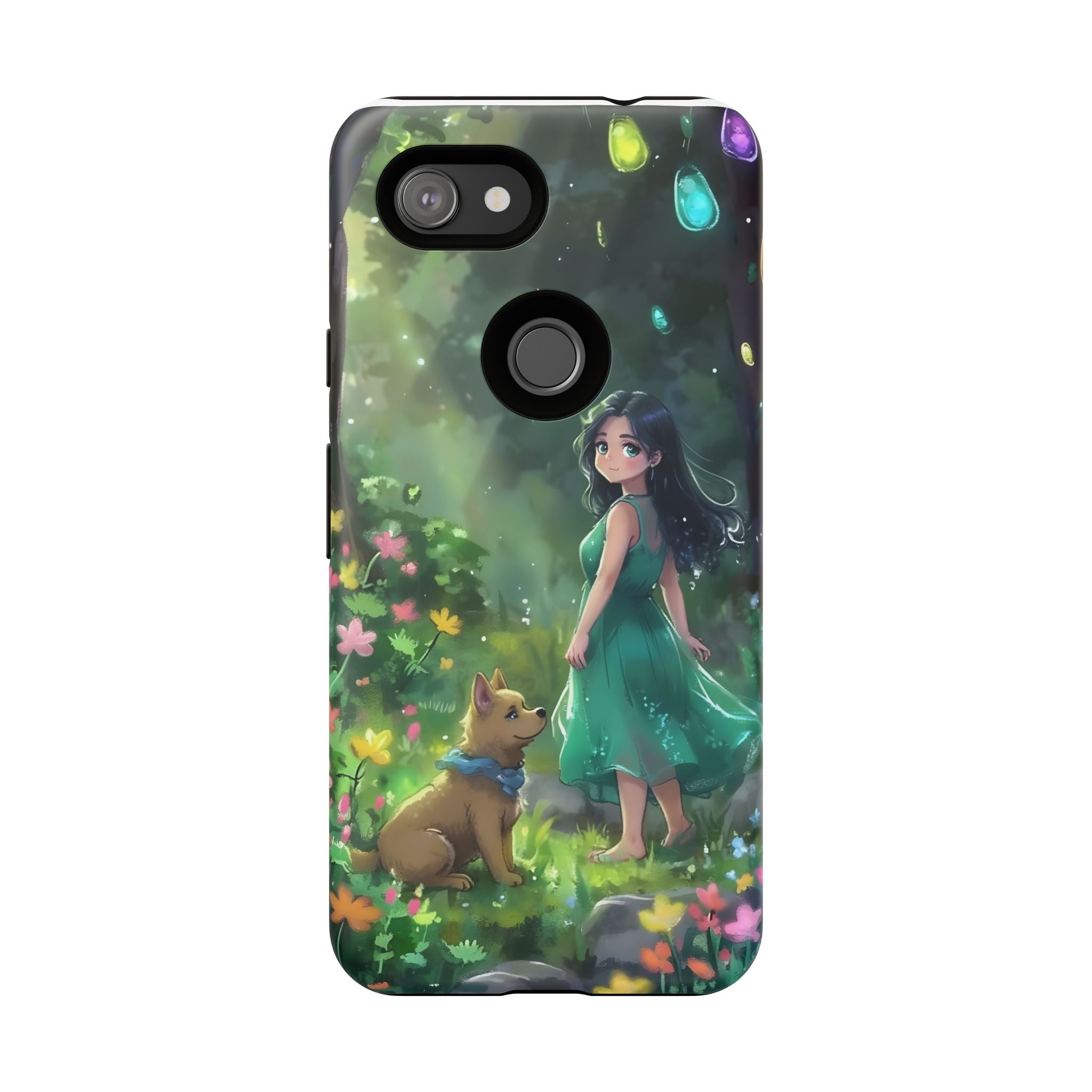 Whimsical Phone Case with Nature and Dog Artwork