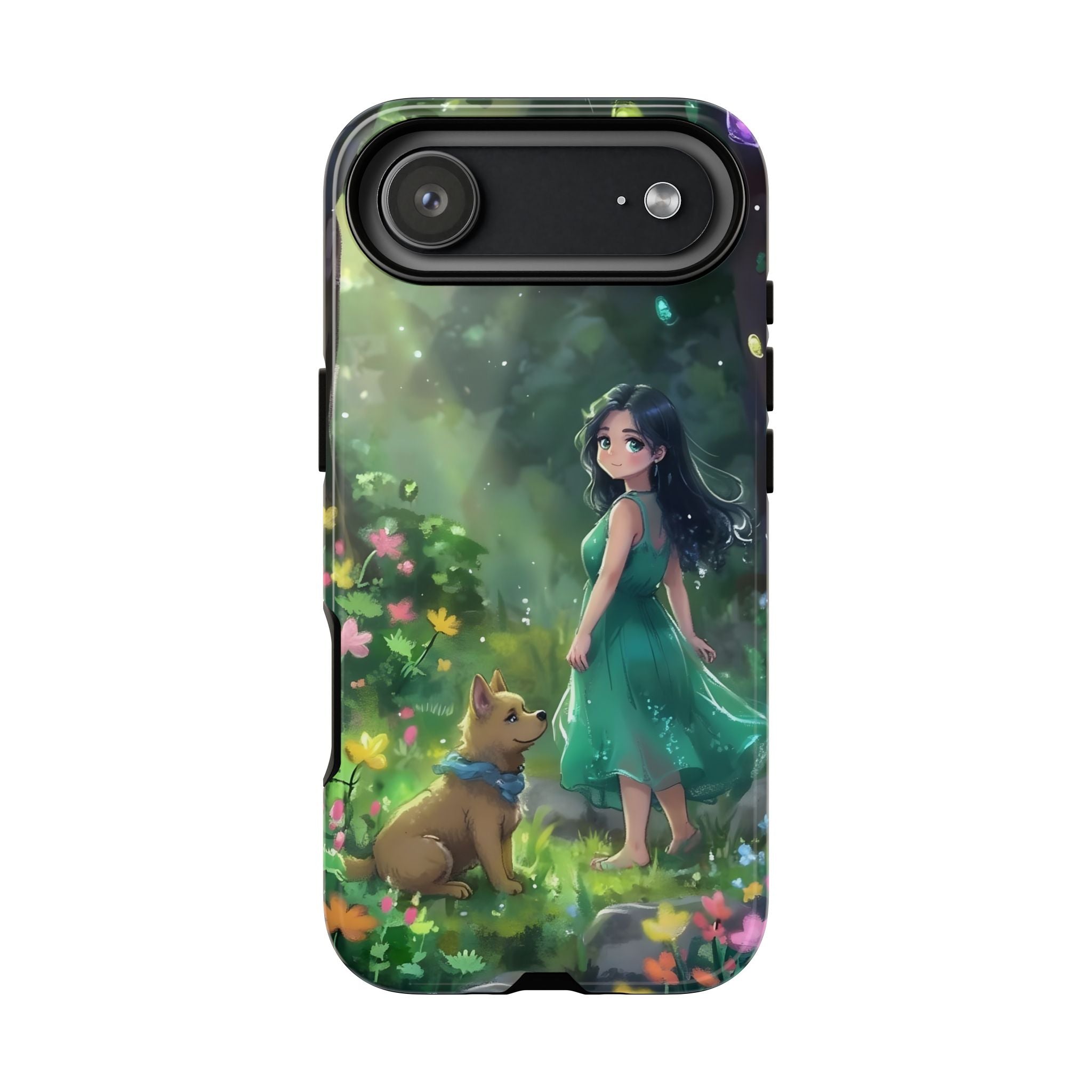 Whimsical Phone Case with Nature and Dog Artwork