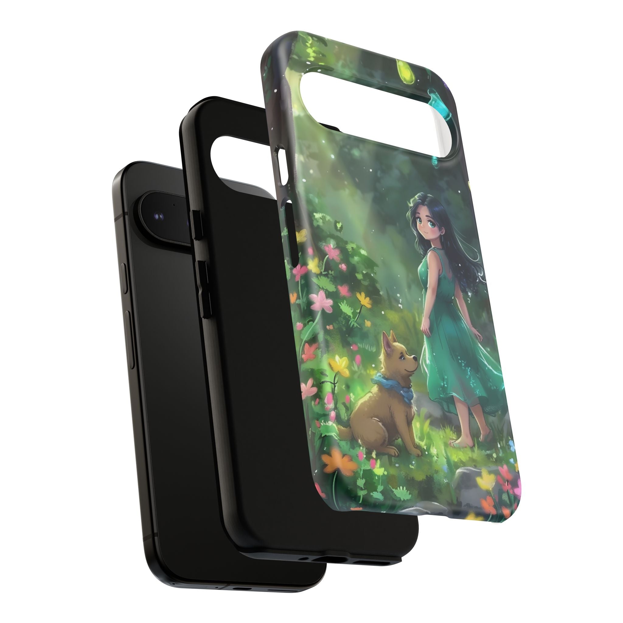Whimsical Phone Case with Nature and Dog Artwork