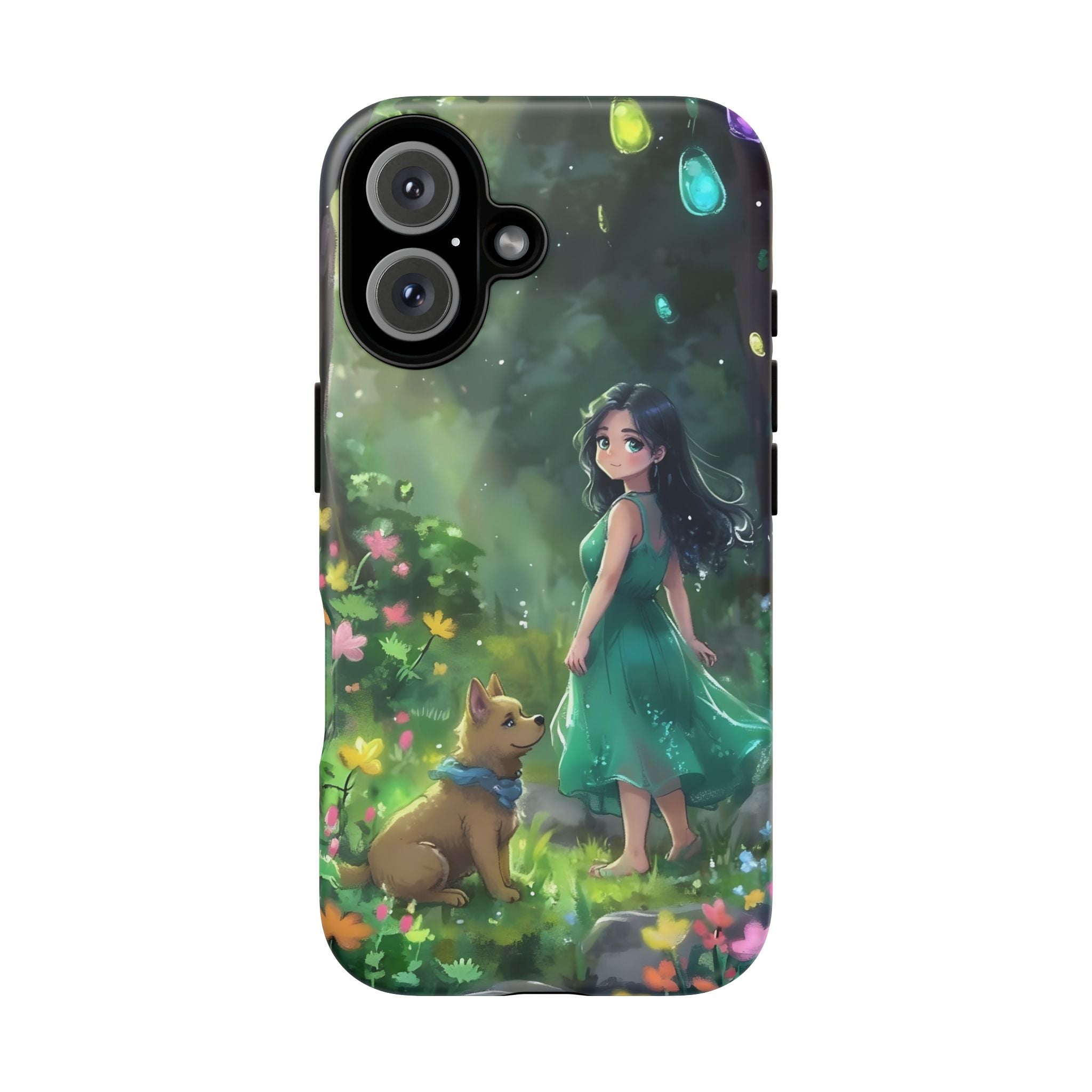 Whimsical Phone Case with Nature and Dog Artwork