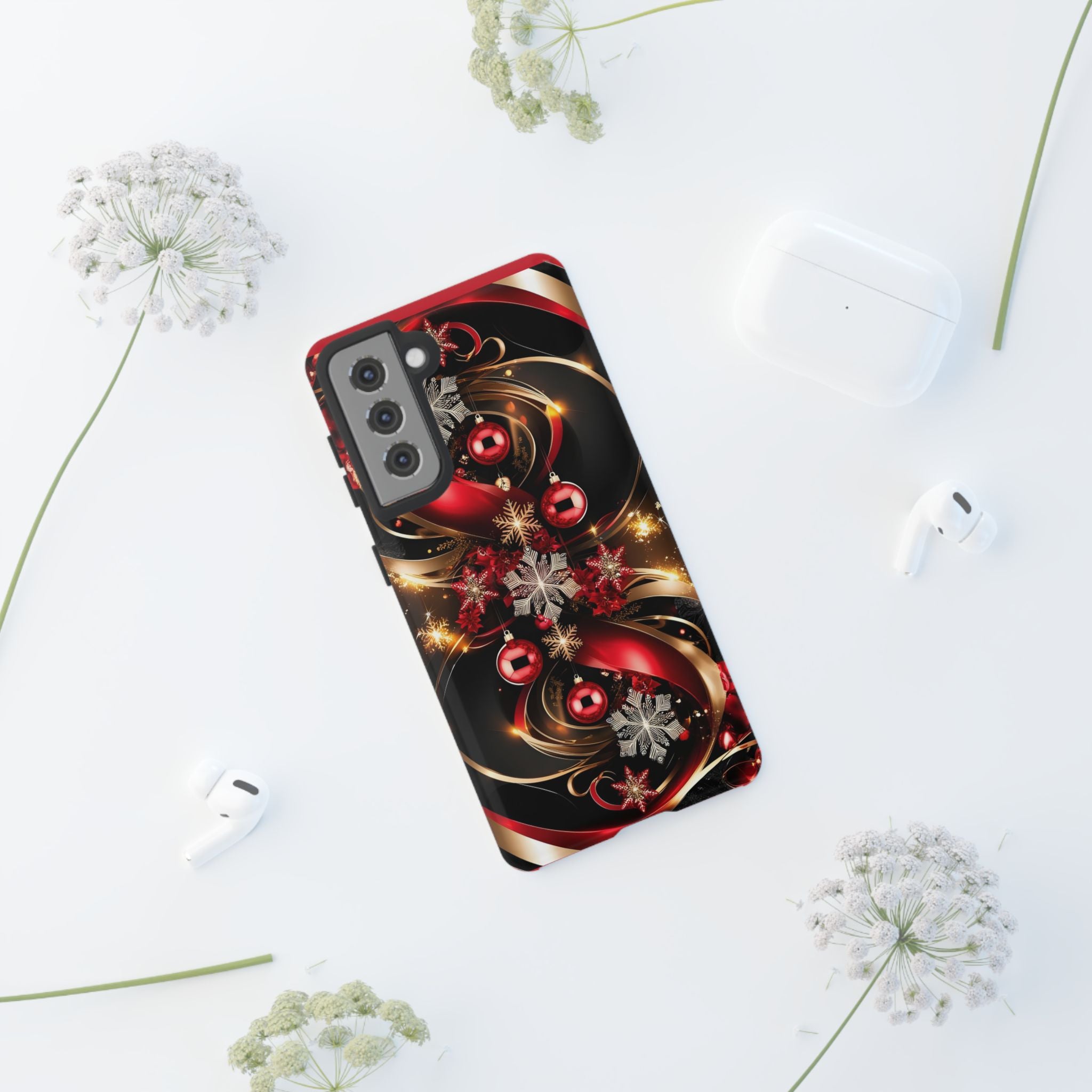 Christmas Red and Gold Phone Case - Tough Cases for Holiday Cheer