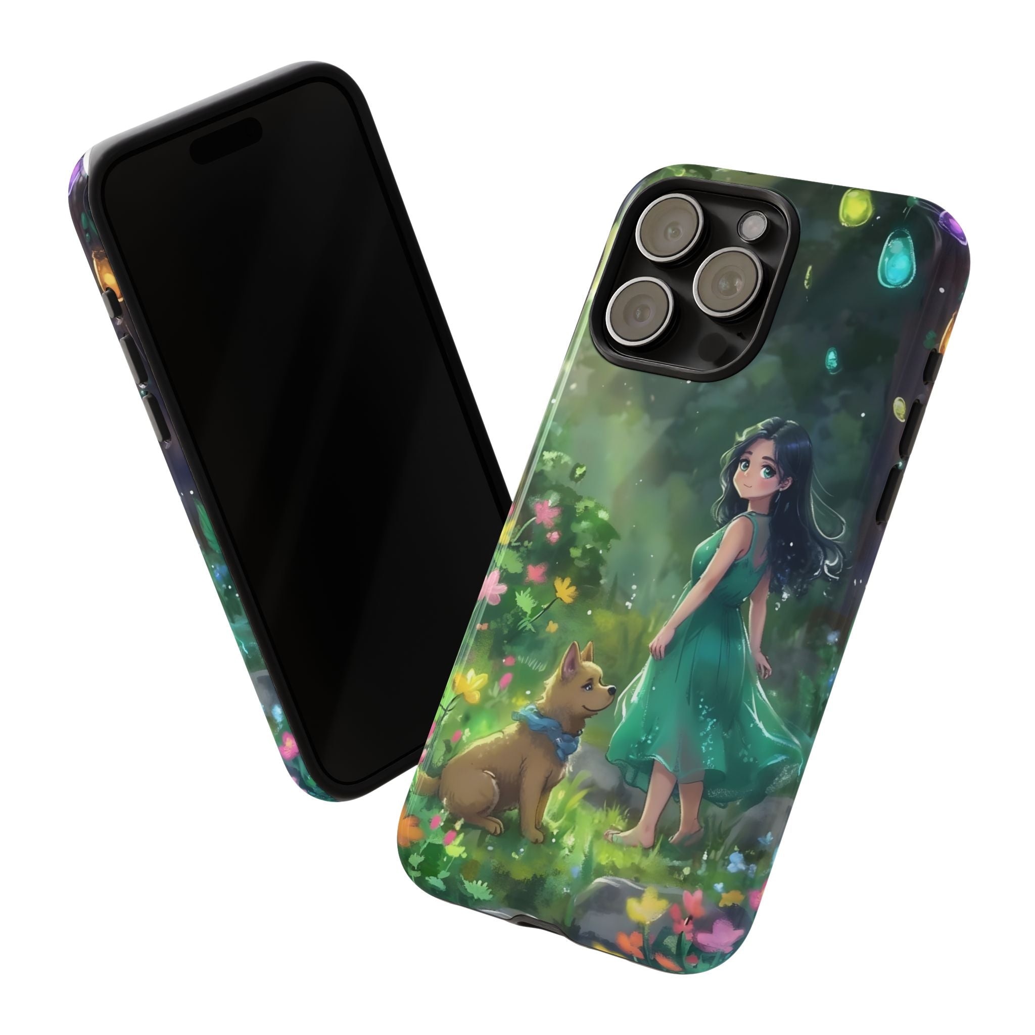 Whimsical Phone Case with Nature and Dog Artwork