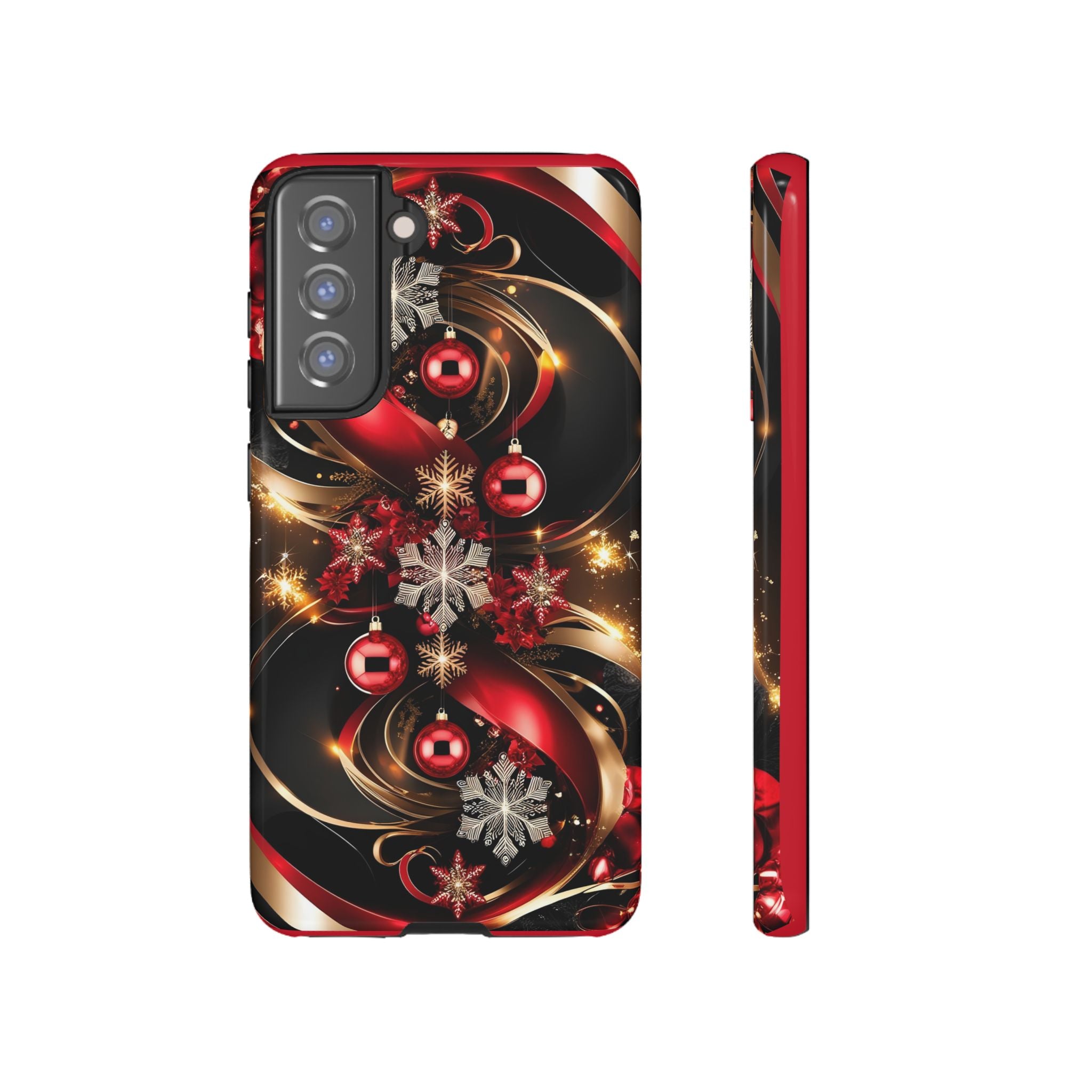 Christmas Red and Gold Phone Case - Tough Cases for Holiday Cheer