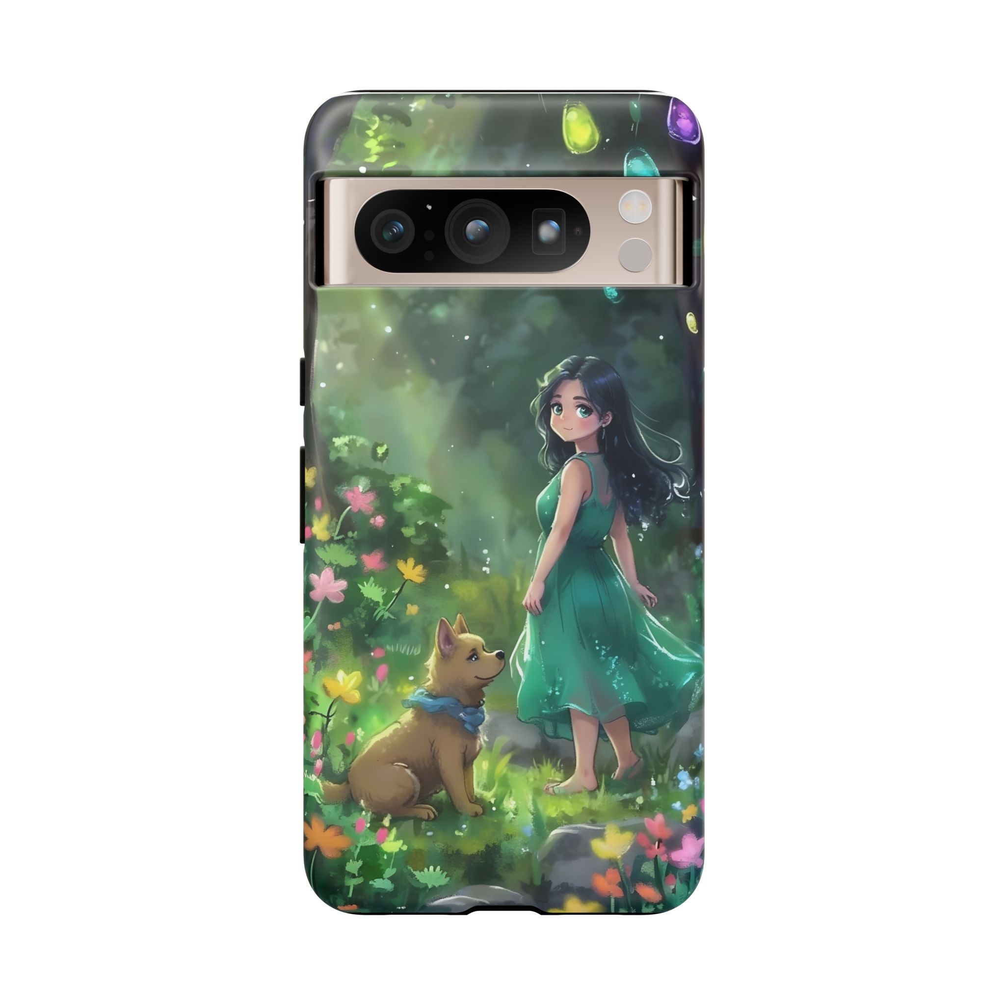 Whimsical Phone Case with Nature and Dog Artwork