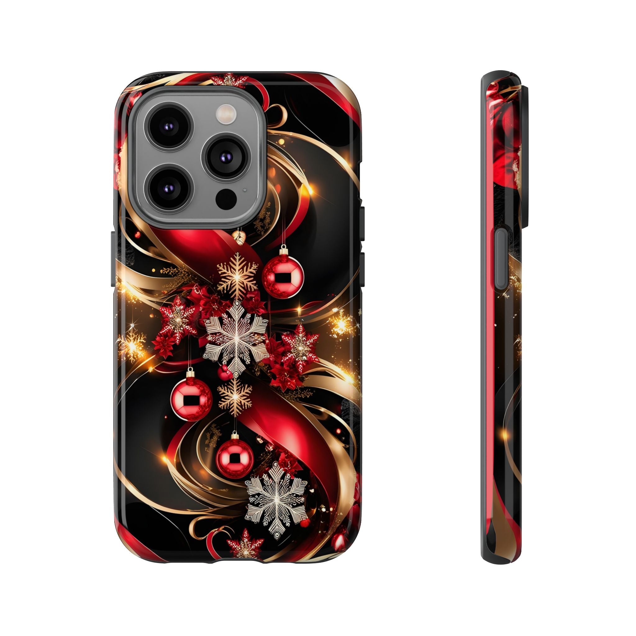 Christmas Red and Gold Phone Case - Tough Cases for Holiday Cheer