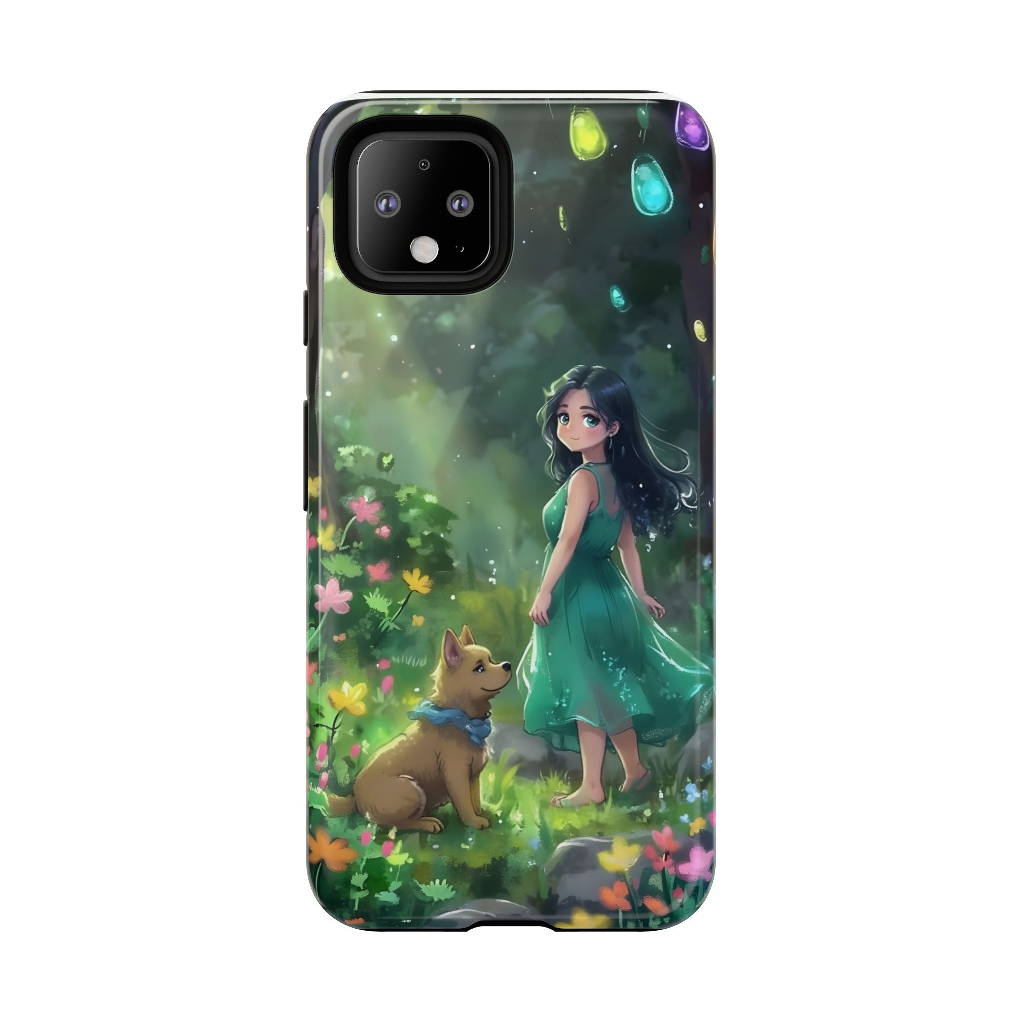 Whimsical Phone Case with Nature and Dog Artwork