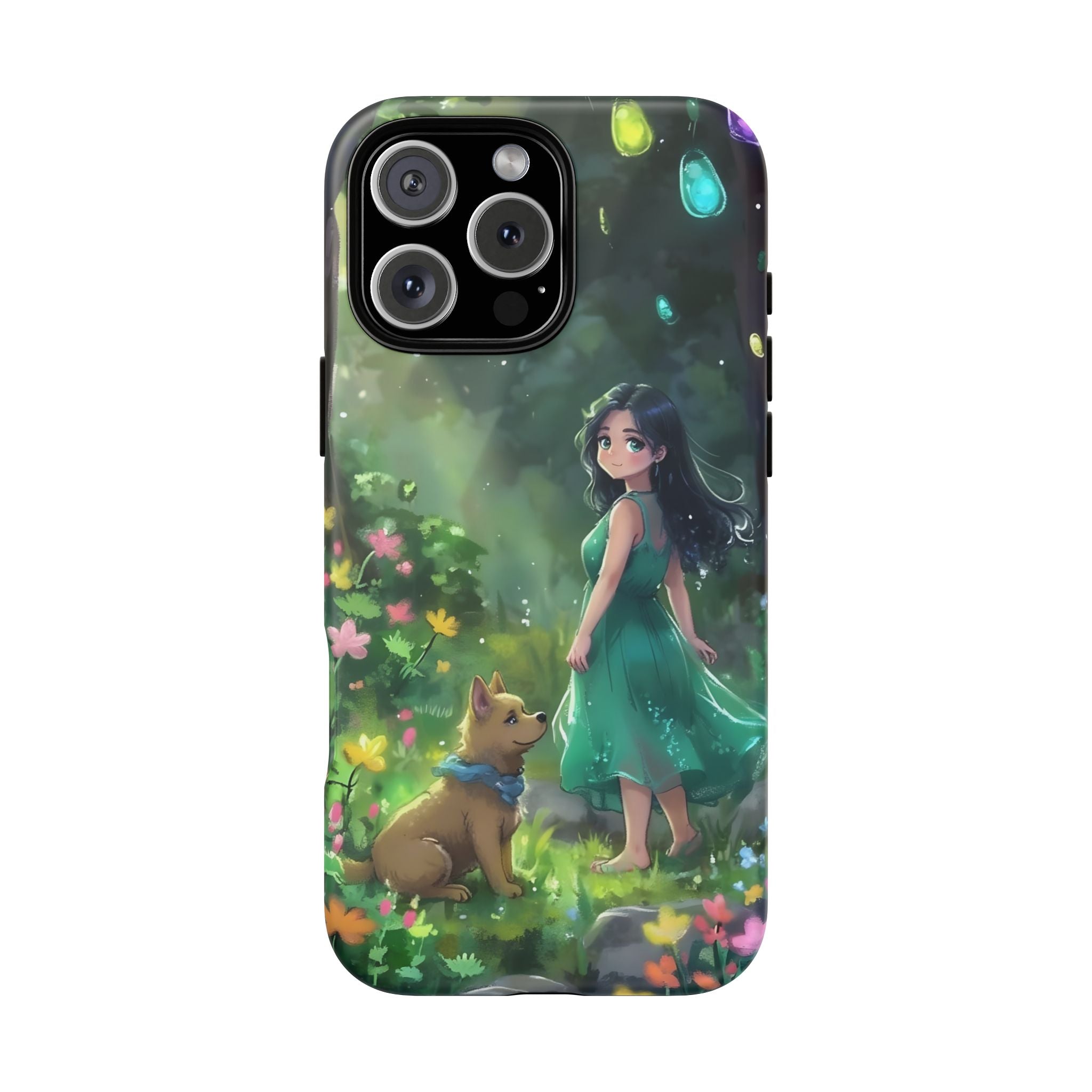 Whimsical Phone Case with Nature and Dog Artwork