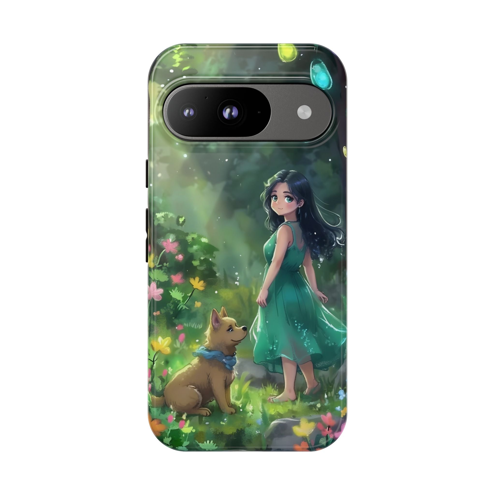Whimsical Phone Case with Nature and Dog Artwork