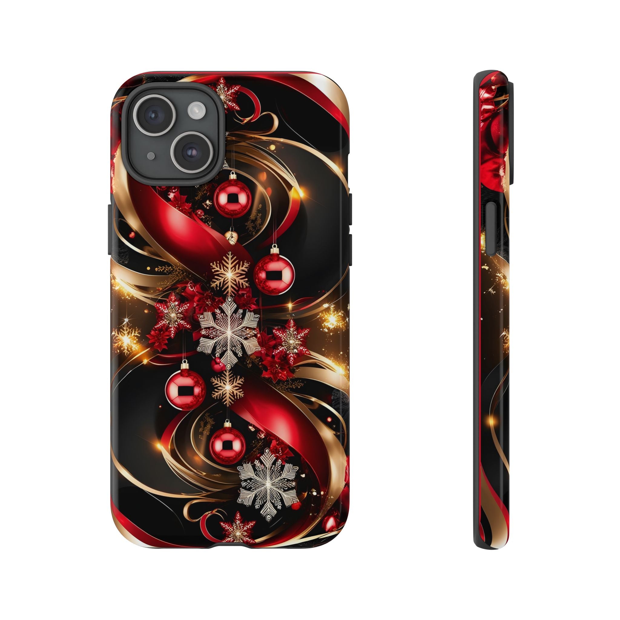 Christmas Red and Gold Phone Case - Tough Cases for Holiday Cheer