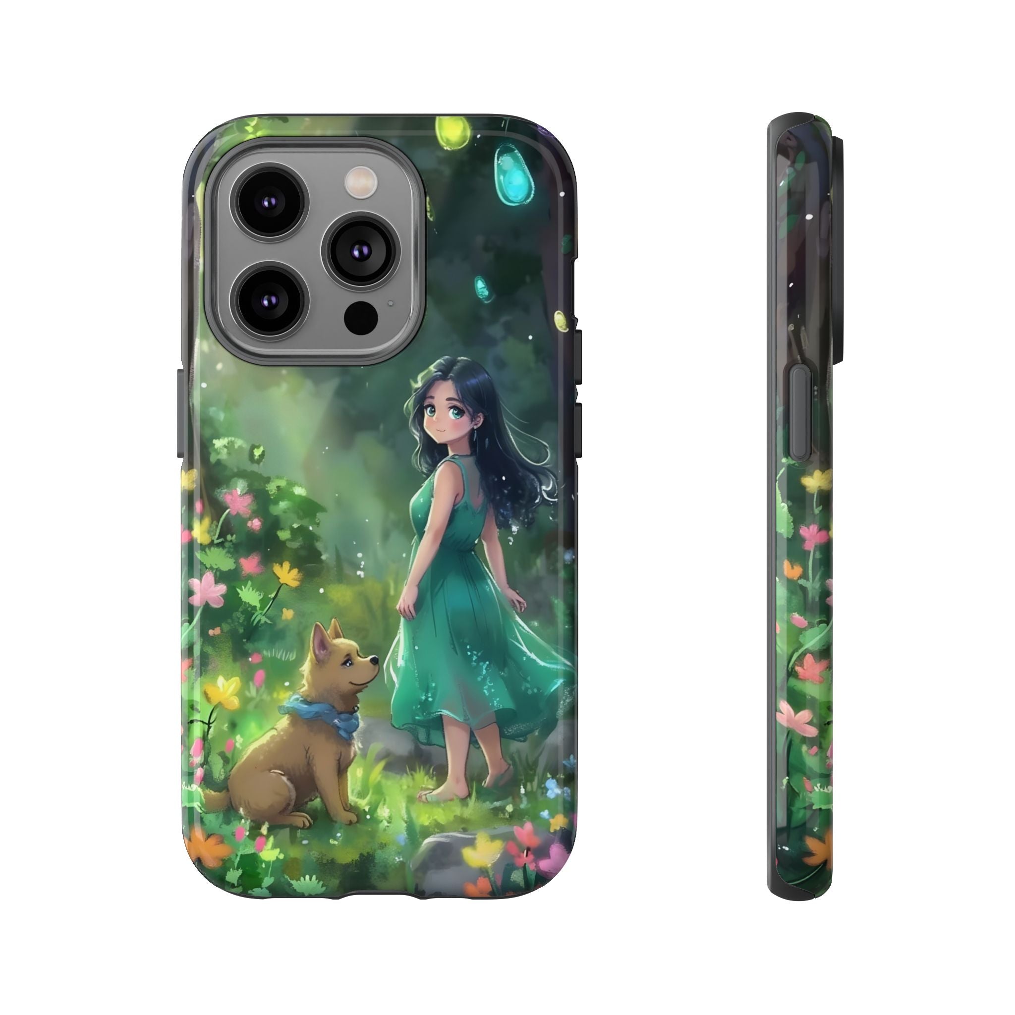 Whimsical Phone Case with Nature and Dog Artwork