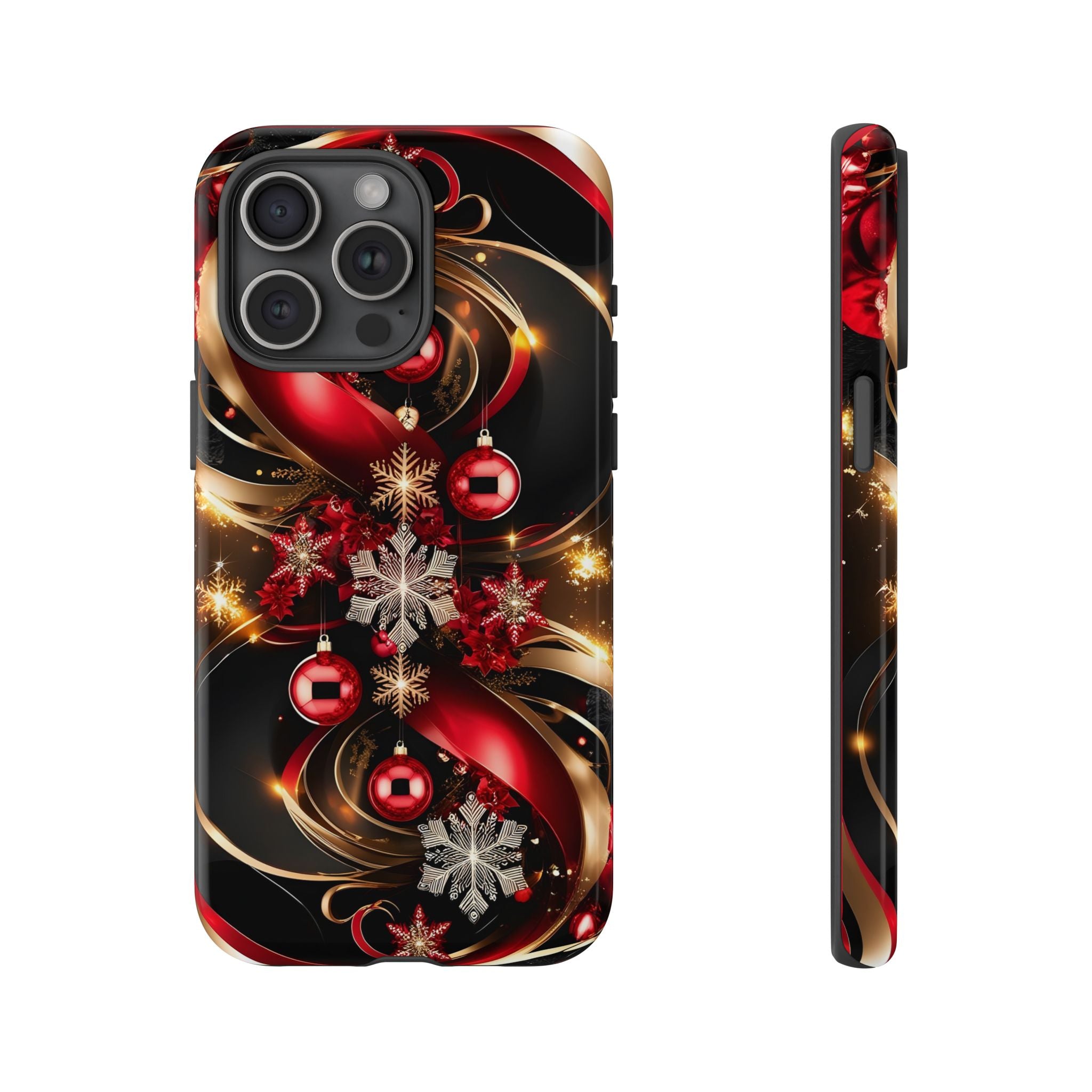Christmas Red and Gold Phone Case - Tough Cases for Holiday Cheer