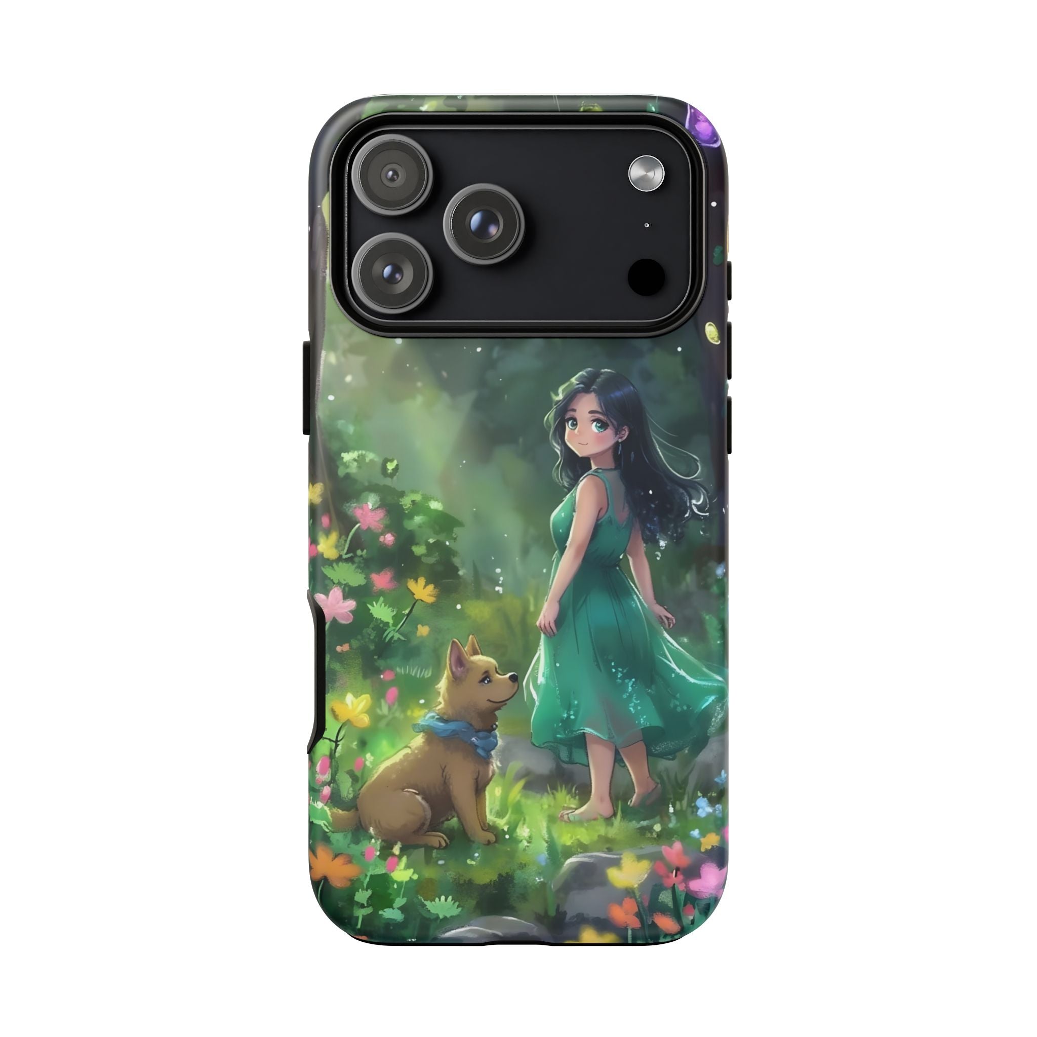 Whimsical Phone Case with Nature and Dog Artwork