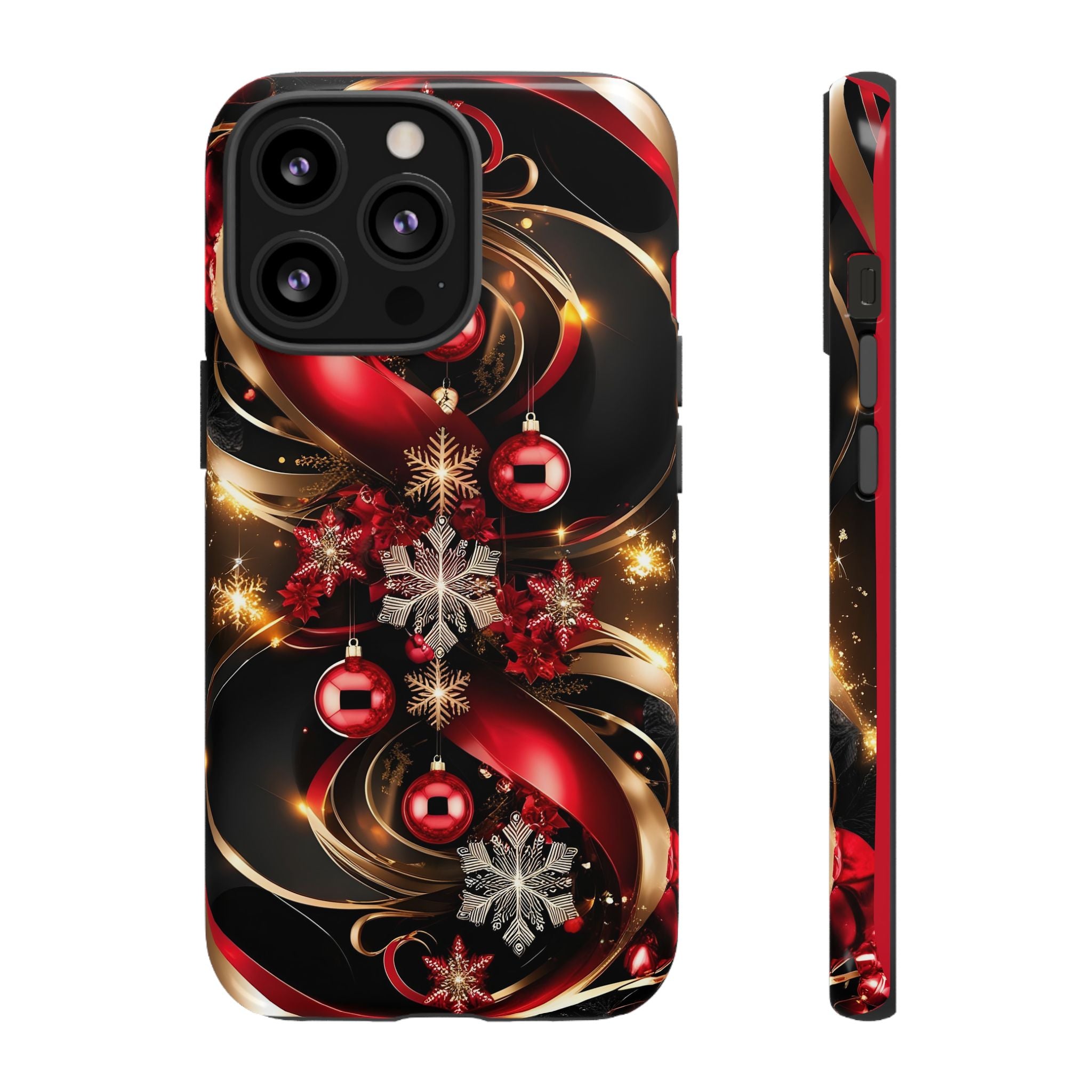 Christmas Red and Gold Phone Case - Tough Cases for Holiday Cheer
