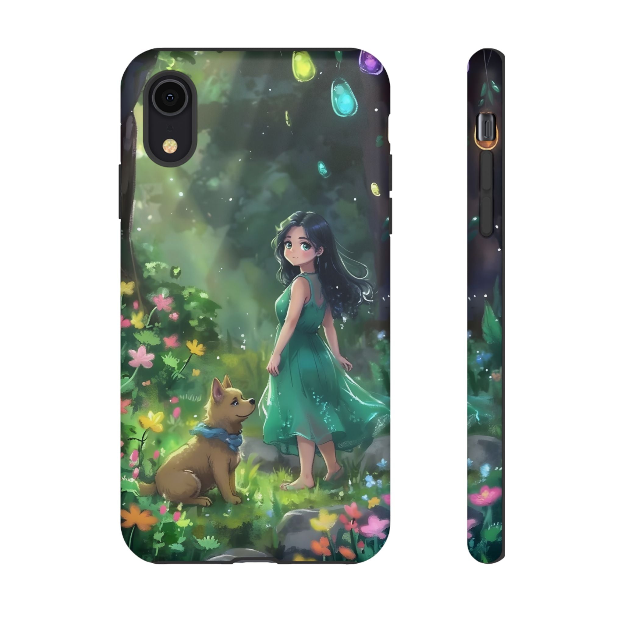 Whimsical Phone Case with Nature and Dog Artwork