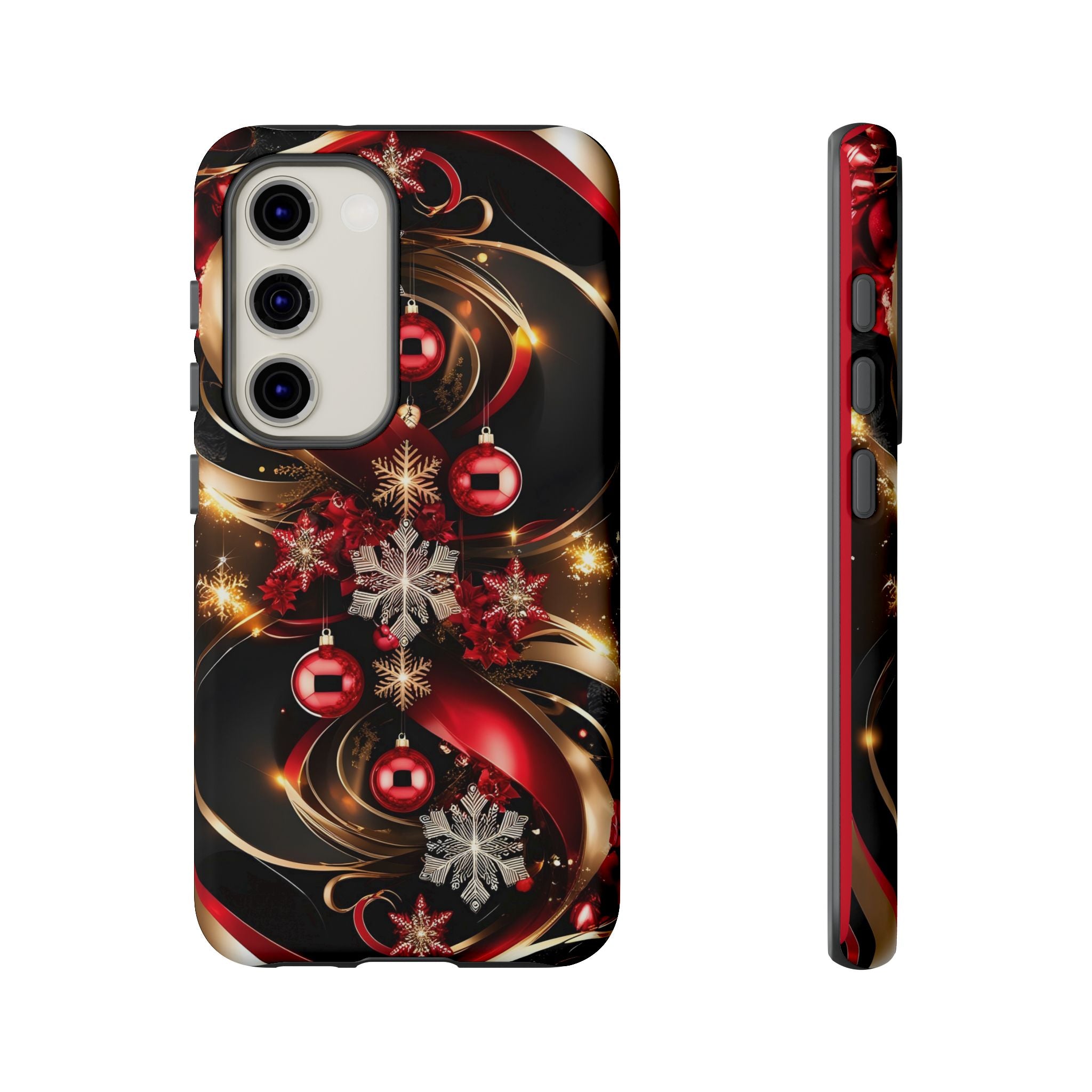 Christmas Red and Gold Phone Case - Tough Cases for Holiday Cheer
