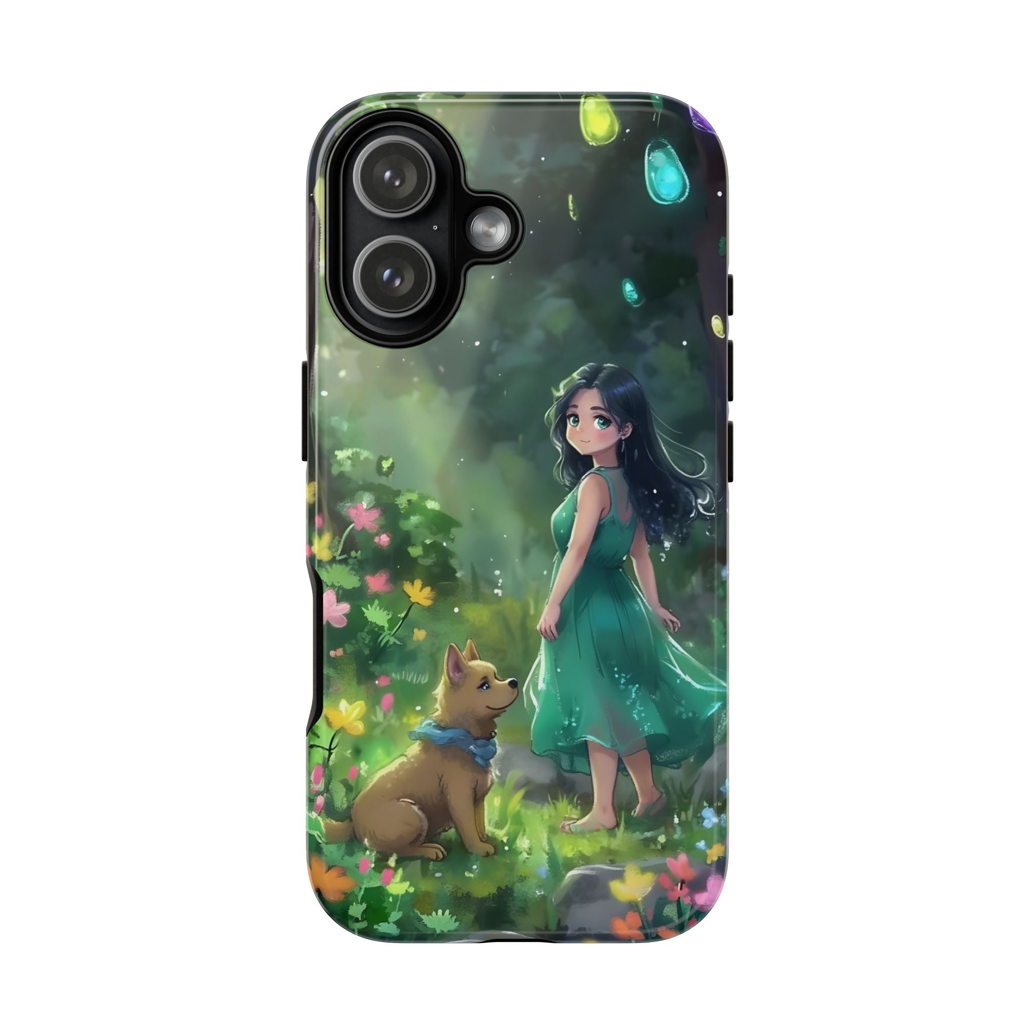 Whimsical Phone Case with Nature and Dog Artwork