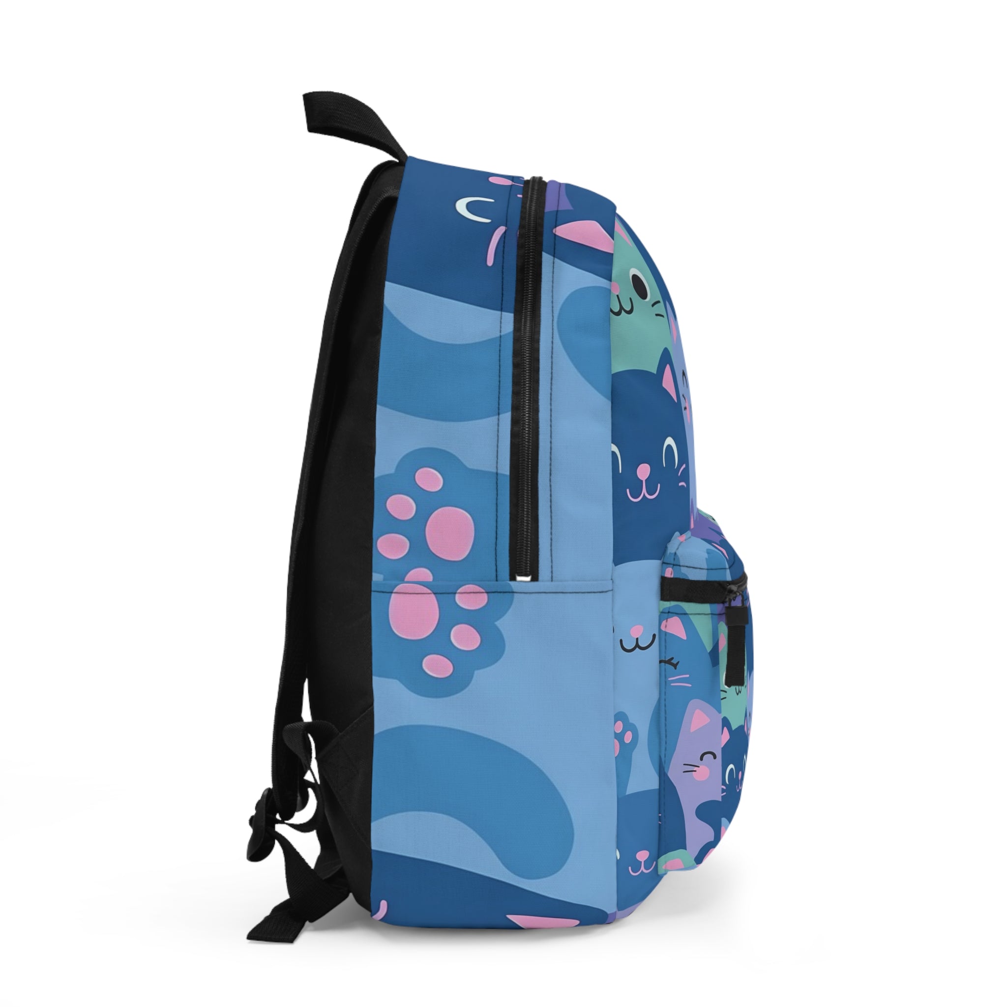 Cute Blue Cat Pattern Backpack – Aesthetic Kawaii Cat School Bag for Girls & Teens | Lightweight, Durable, Gift-Ready Everyday Carry with Playful Blue Kitty Print