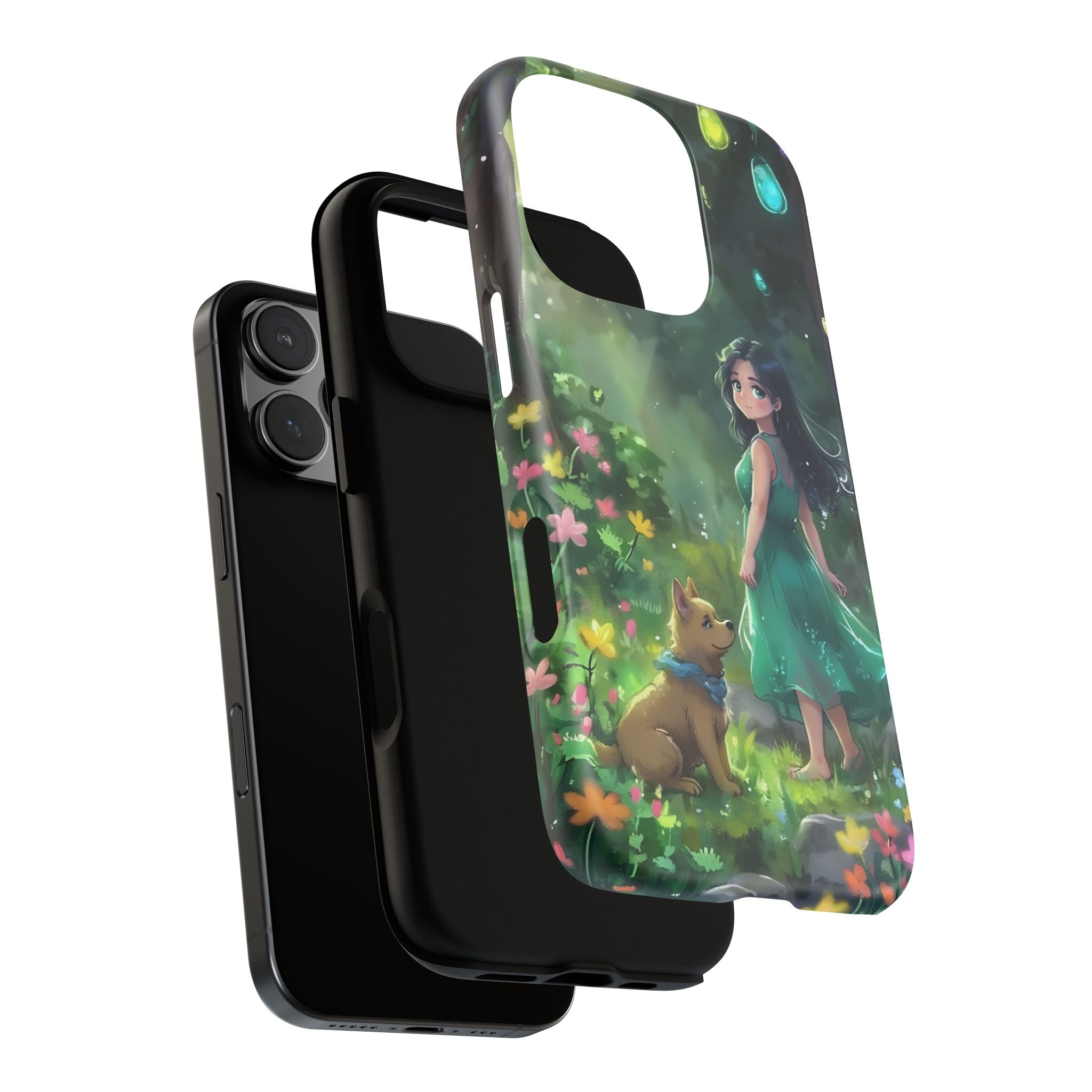 Whimsical Phone Case with Nature and Dog Artwork
