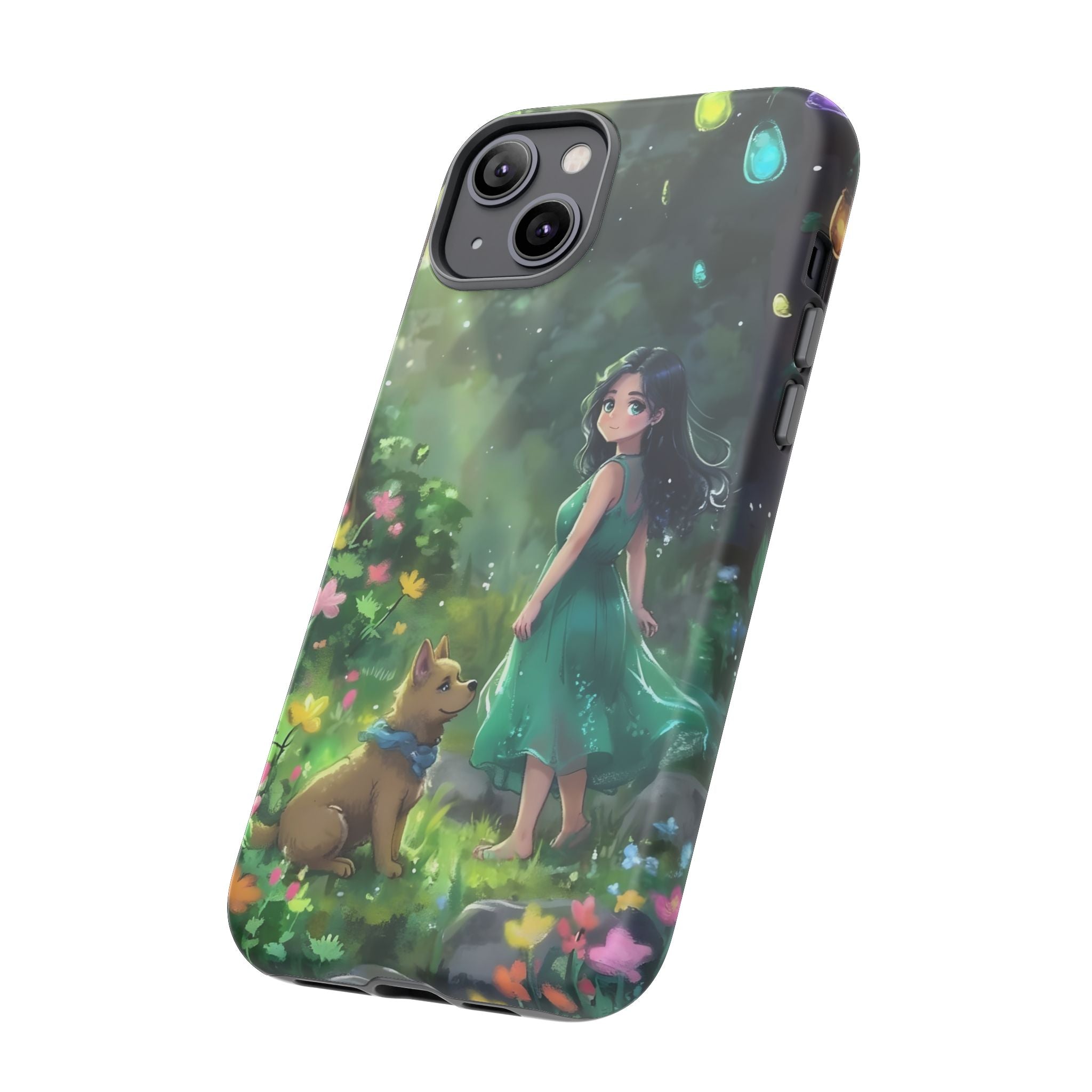 Whimsical Phone Case with Nature and Dog Artwork