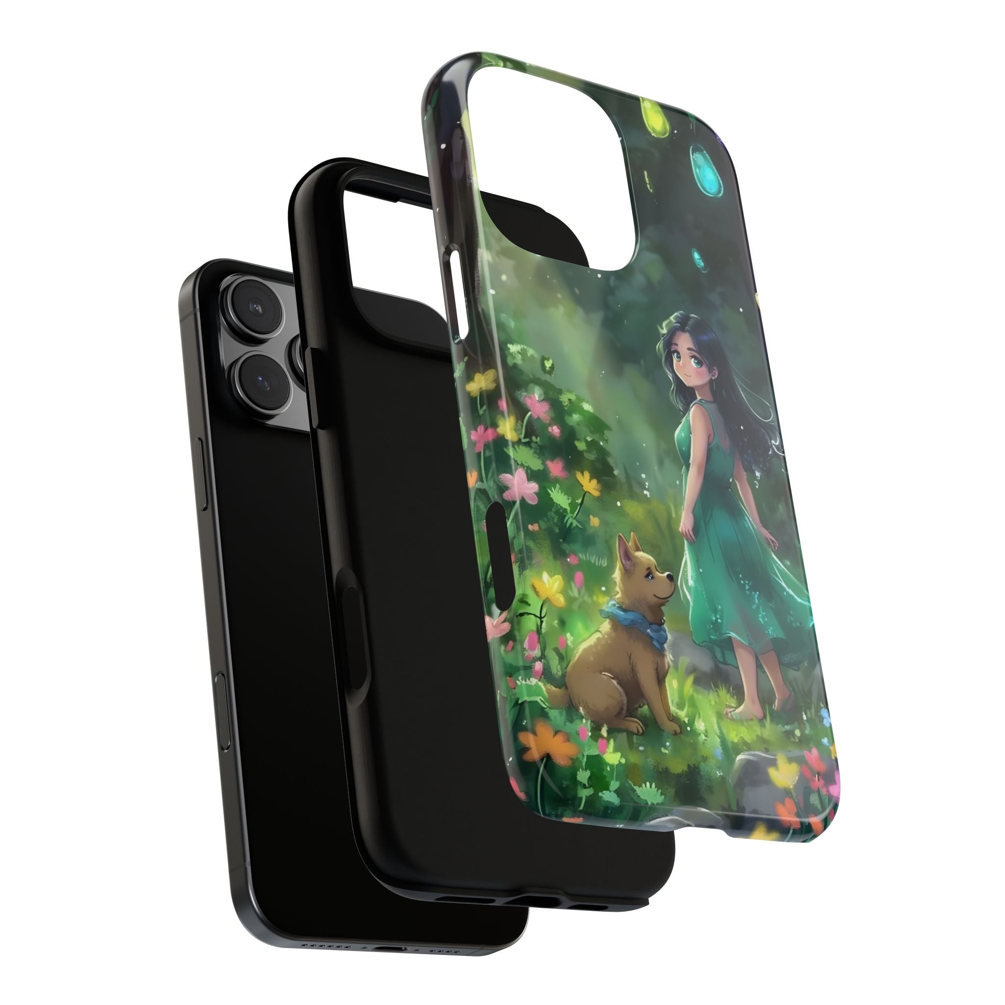 Whimsical Phone Case with Nature and Dog Artwork