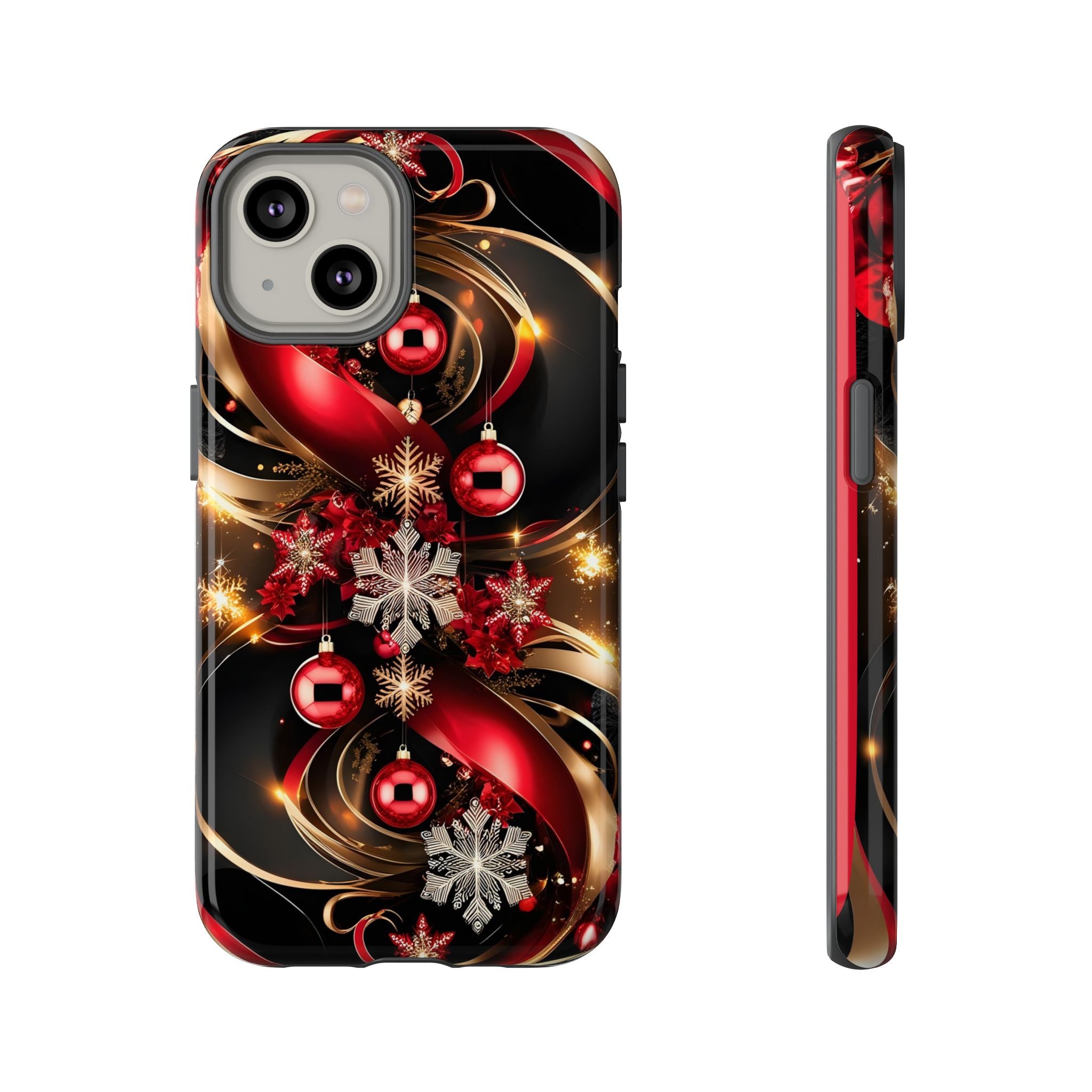 Christmas Red and Gold Phone Case - Tough Cases for Holiday Cheer