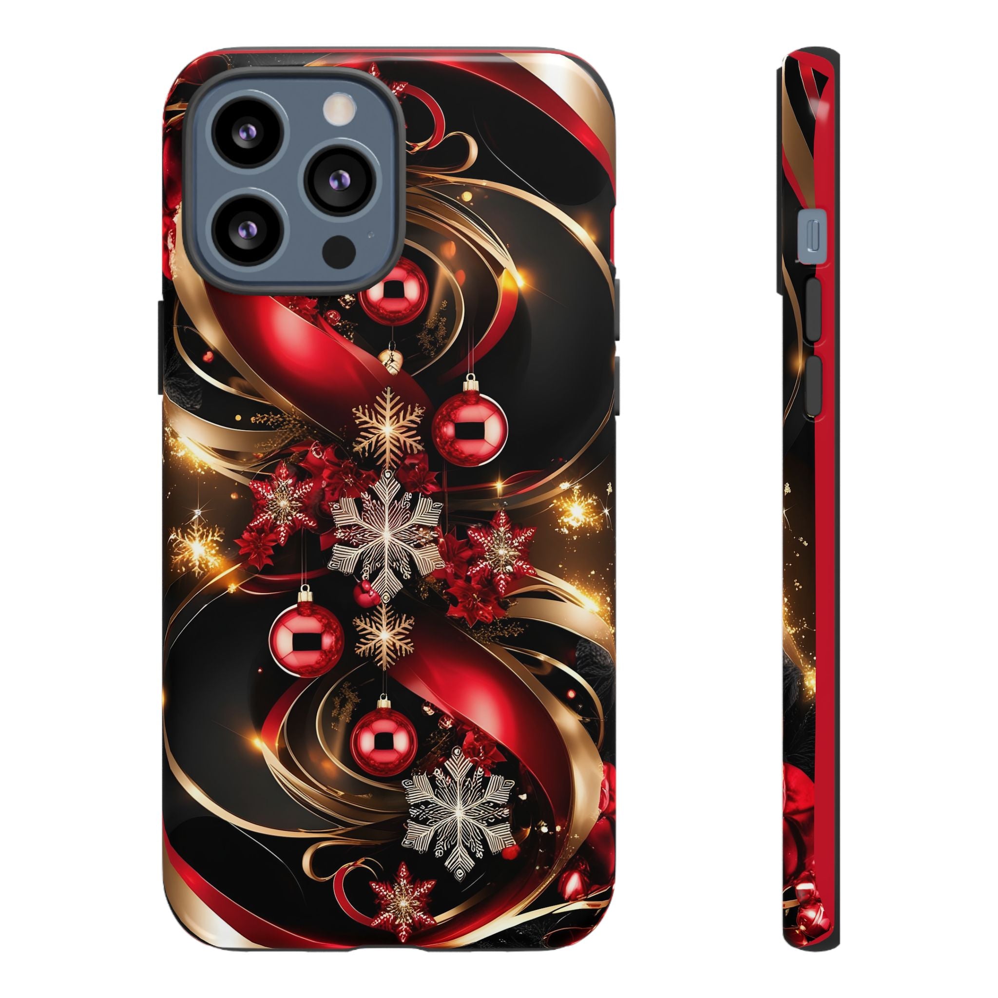 Christmas Red and Gold Phone Case - Tough Cases for Holiday Cheer