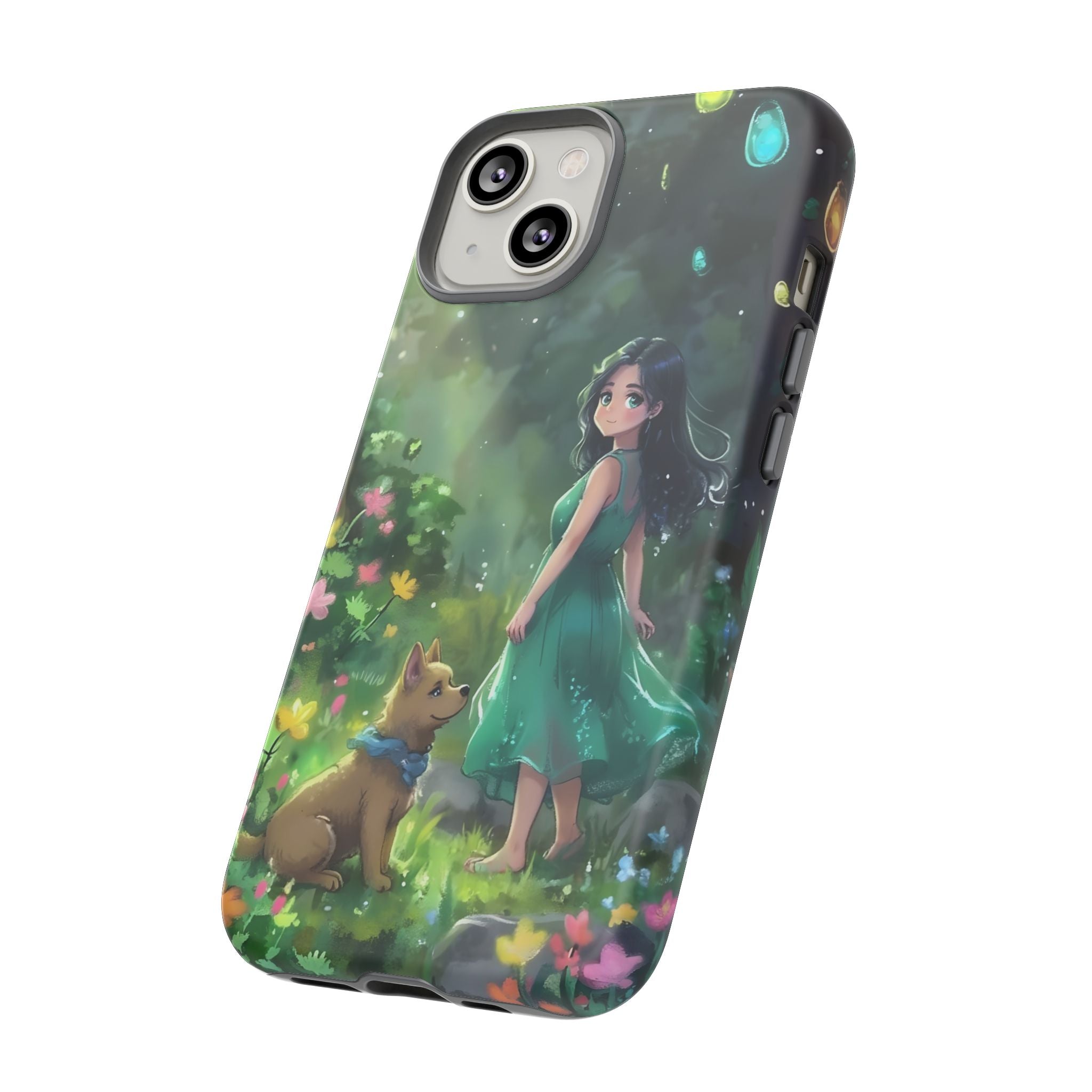 Whimsical Phone Case with Nature and Dog Artwork