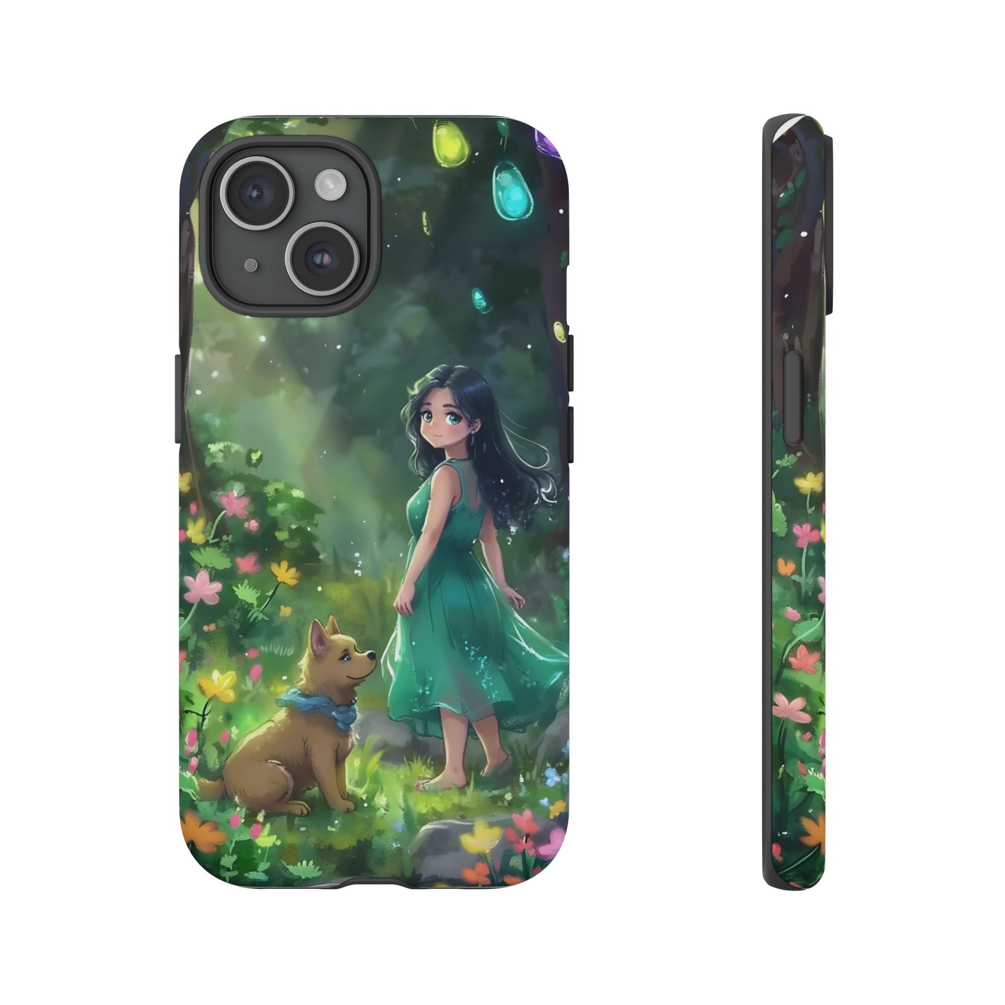 Whimsical Phone Case with Nature and Dog Artwork