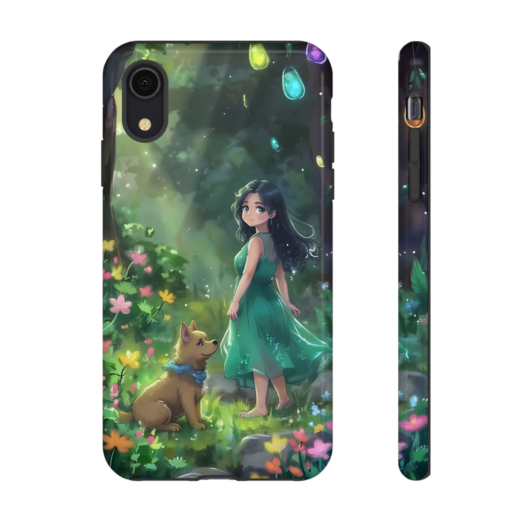 Whimsical Phone Case with Nature and Dog Artwork