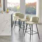 Set of 2 Soft Velvet Seat Bar Chairs with Metal Legs