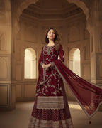 Step out in style with this elegant kurta palazzo set-  "Miss Ethnik Women’s Embroidered Kurta Palazzo Set –