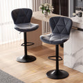 Furnifort Modern Adjustable Faux Leather Bar Chair with Backrest - Black