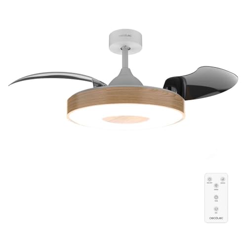 Cecotec Ceiling Fan with Light and Retractable Blades in Wood Finish