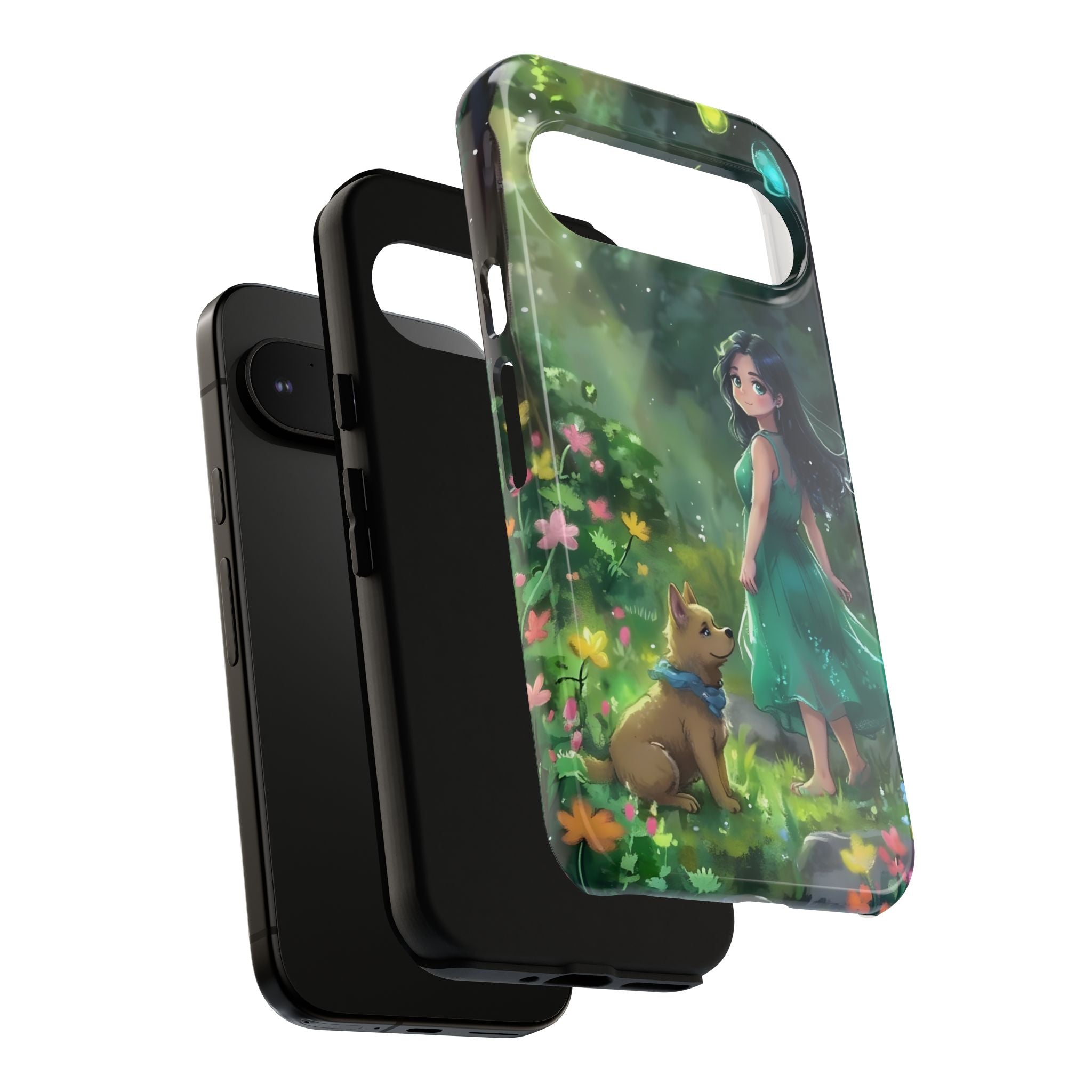 Whimsical Phone Case with Nature and Dog Artwork