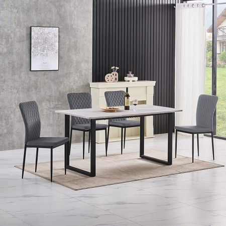 Ainpecca Velvet Armless Dining Chairs Dark Grey Set Of 6