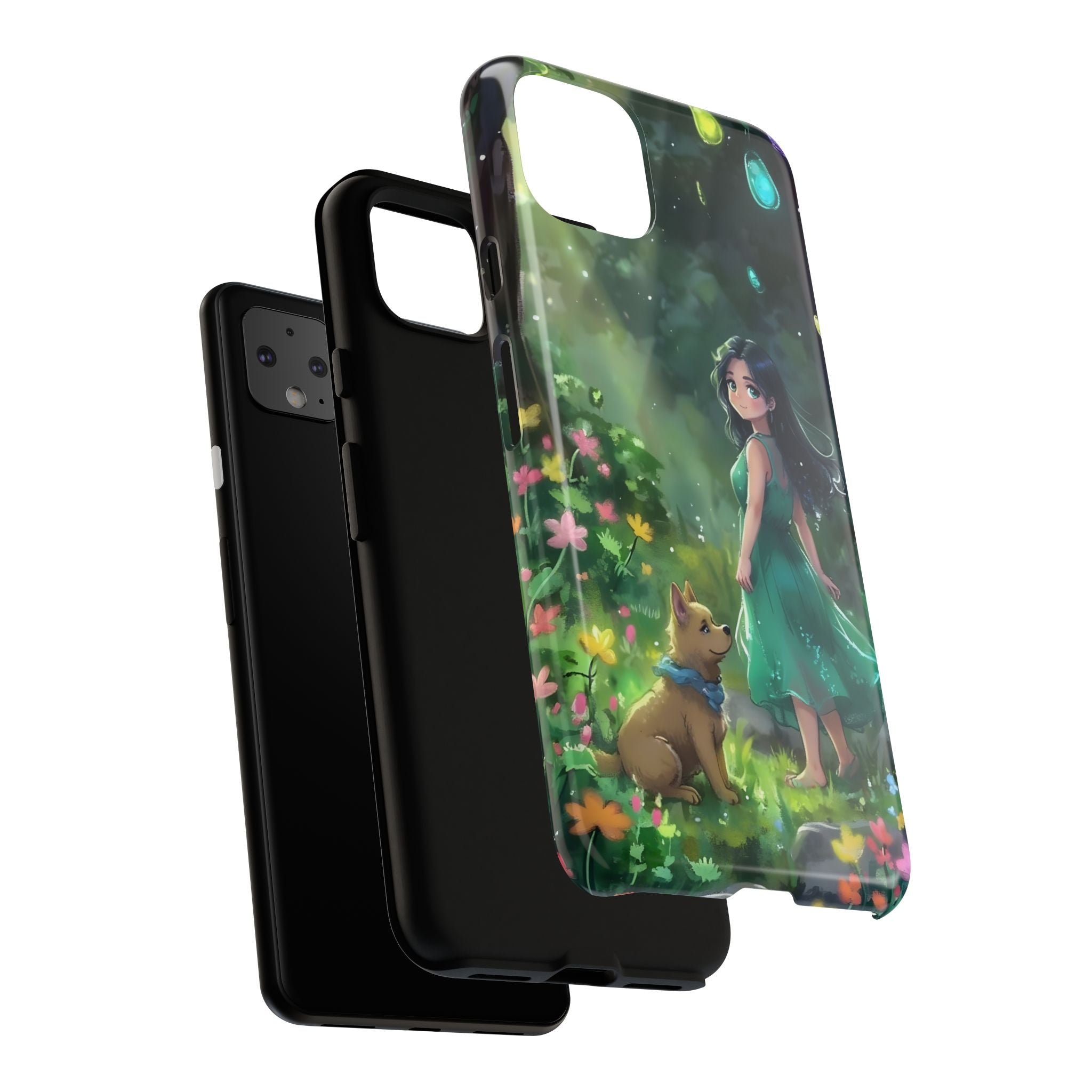 Whimsical Phone Case with Nature and Dog Artwork