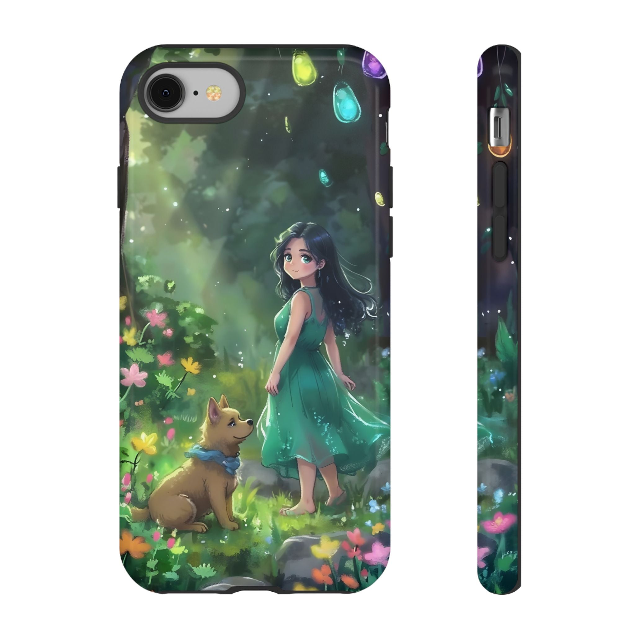 Whimsical Phone Case with Nature and Dog Artwork