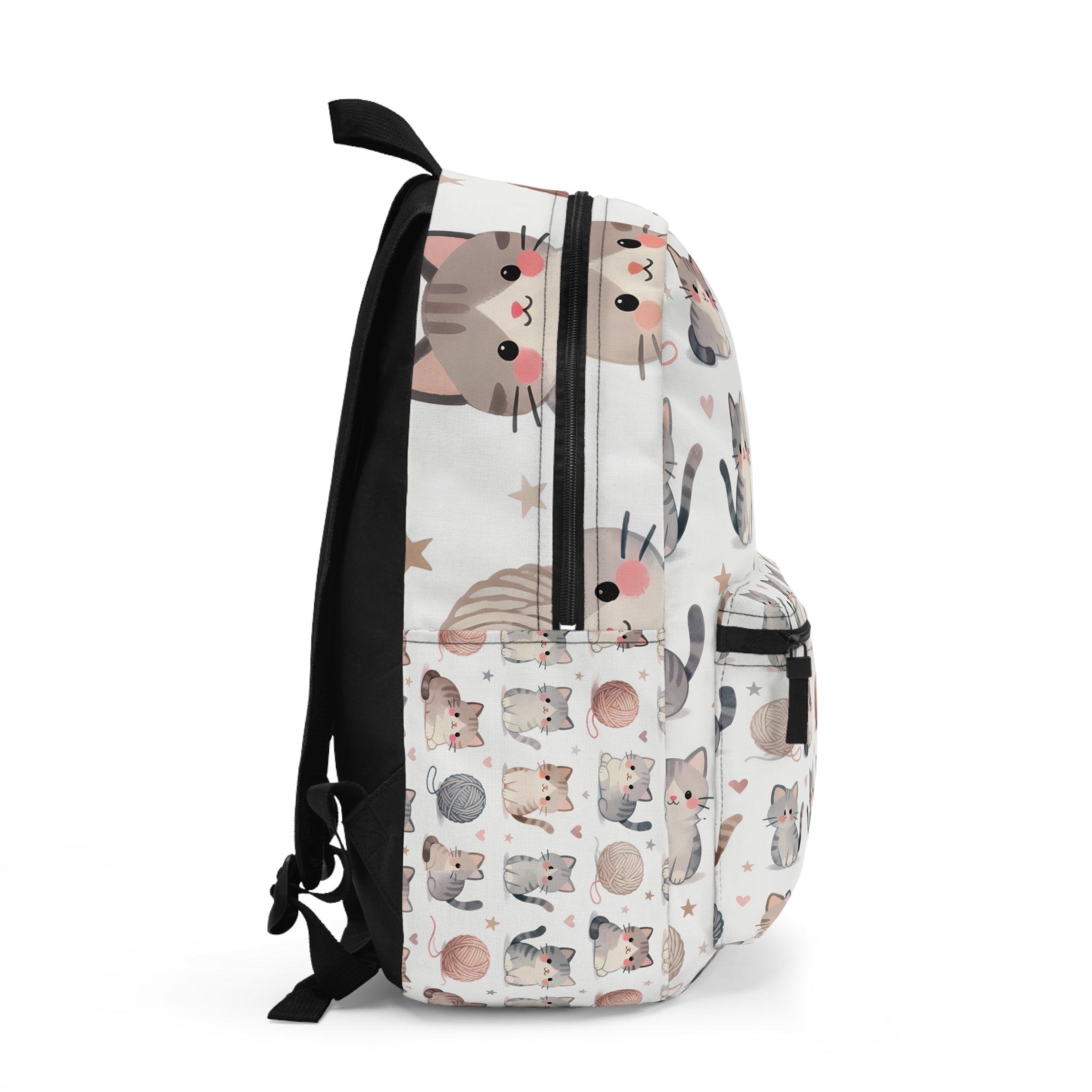 Cute Kitten Pattern Backpack — Pastel Cats & Yarn School Bag