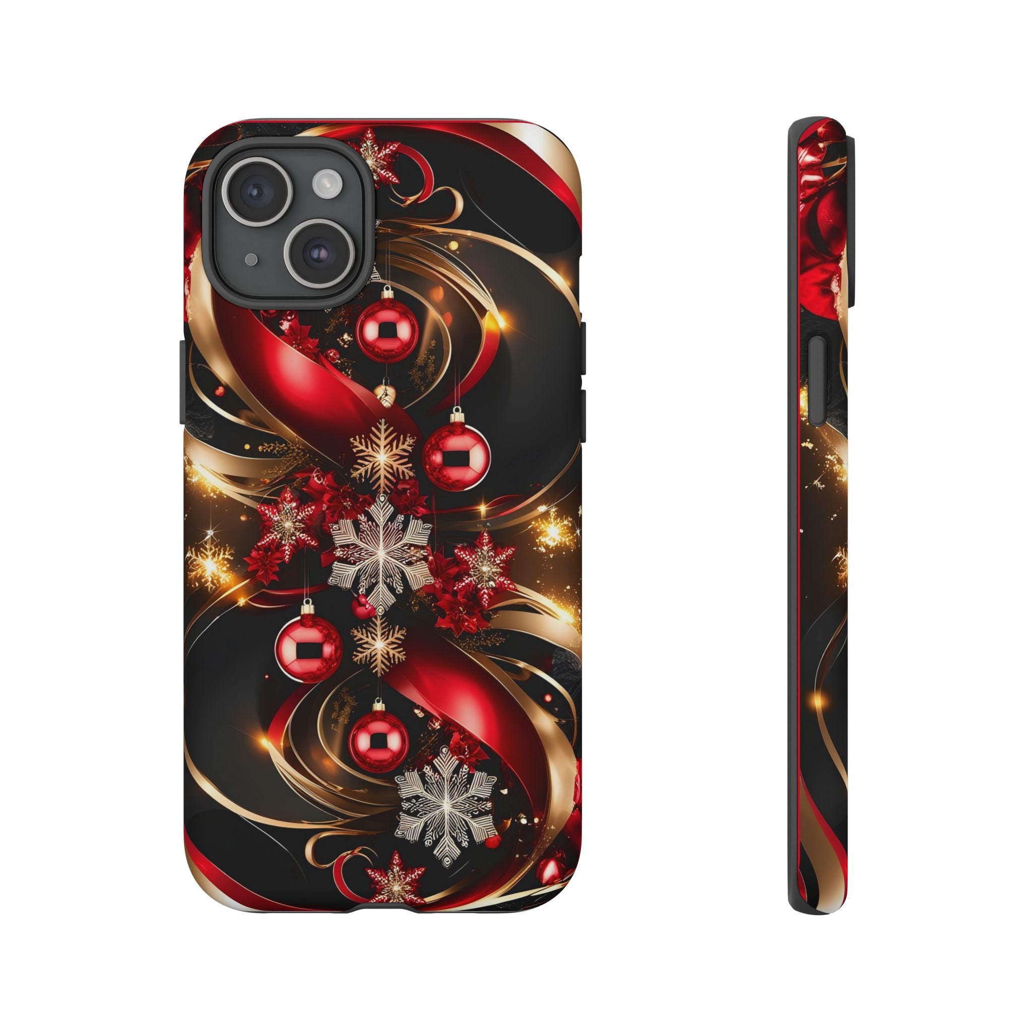 Christmas Red and Gold Phone Case - Tough Cases for Holiday Cheer