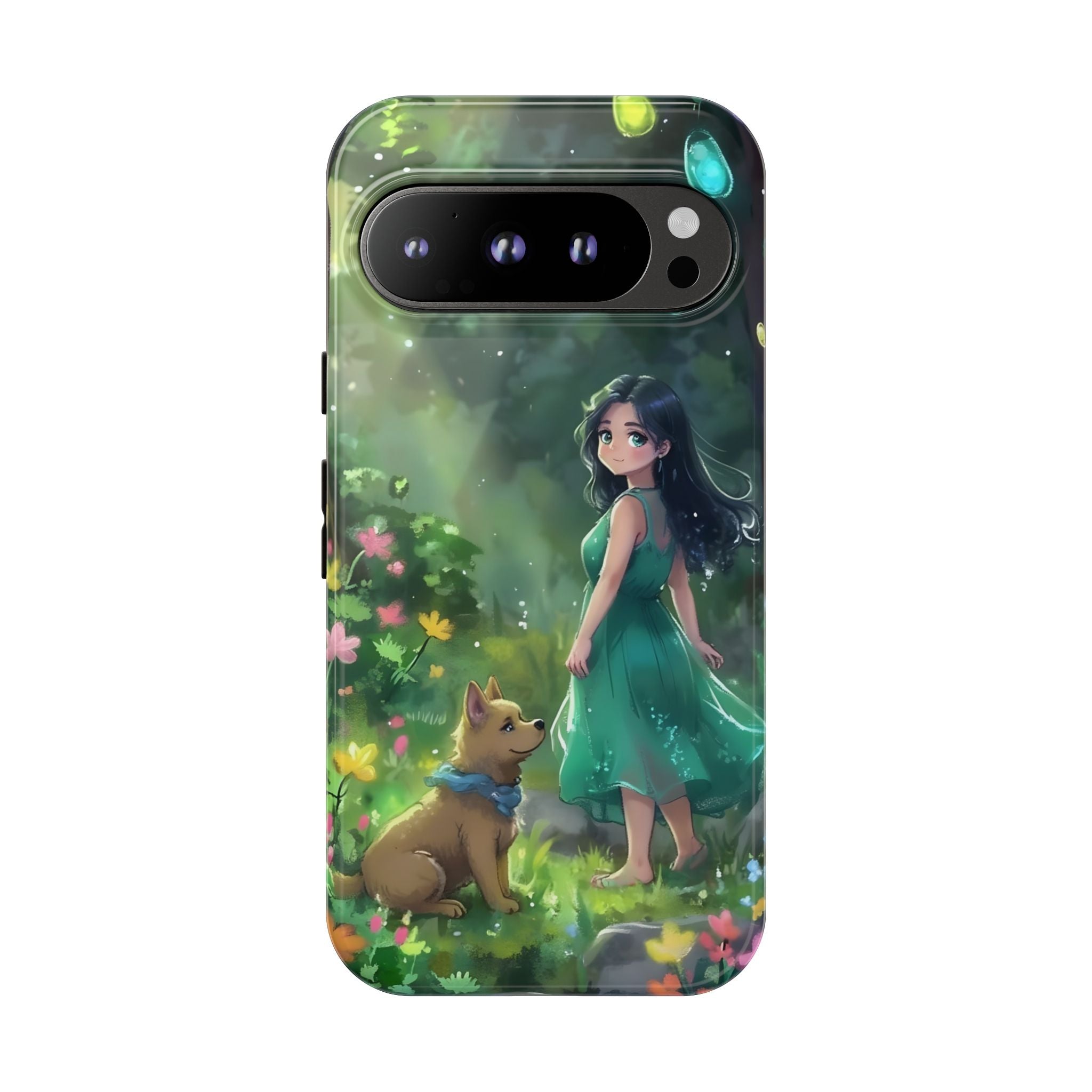 Whimsical Phone Case with Nature and Dog Artwork