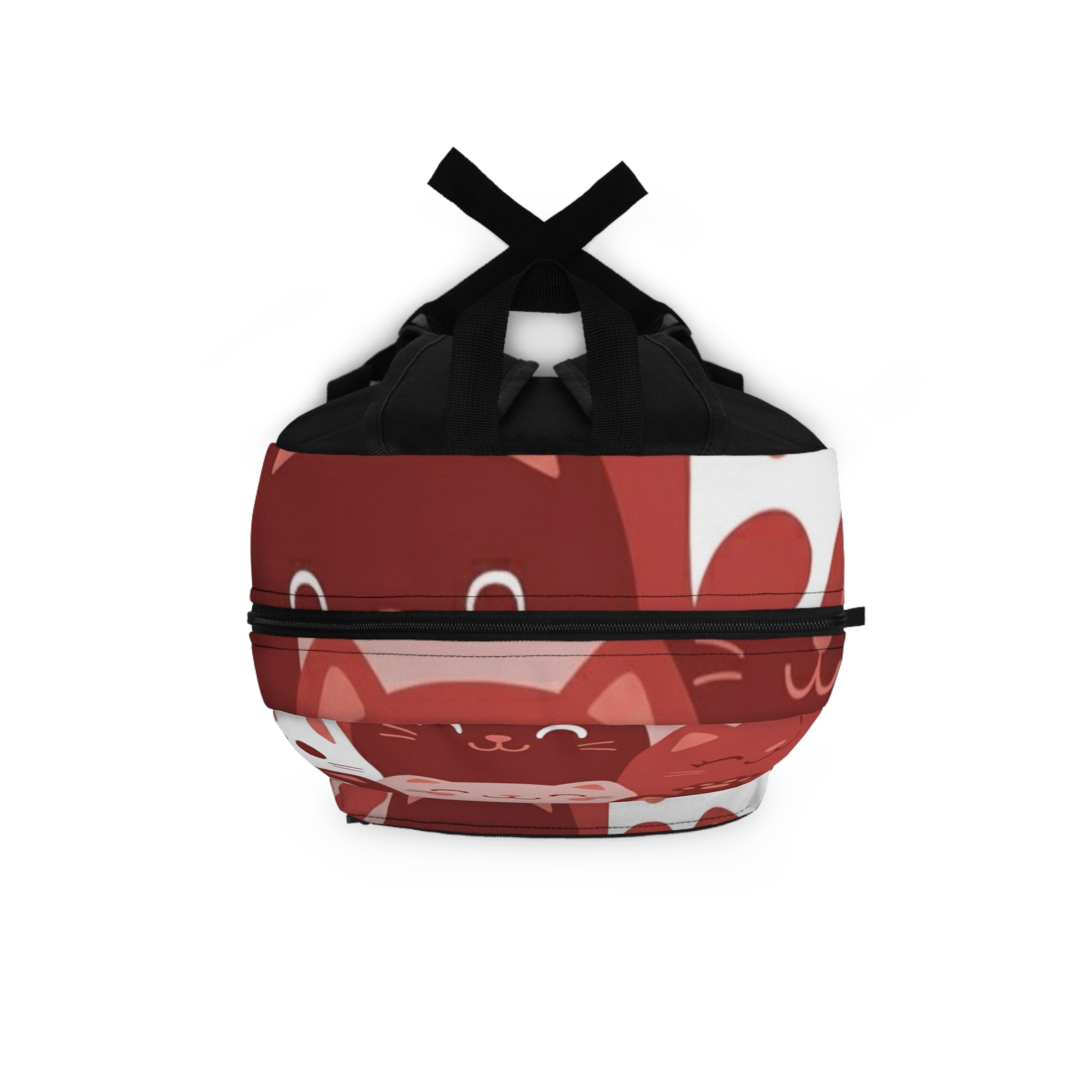 Cute Red Cat Pattern Backpack – Kawaii Kitty School & Travel Bag | Rosy Smiling Cats Pattern in Warm Red Tones | Lightweight, Durable, Gift-Ready Everyday Carry