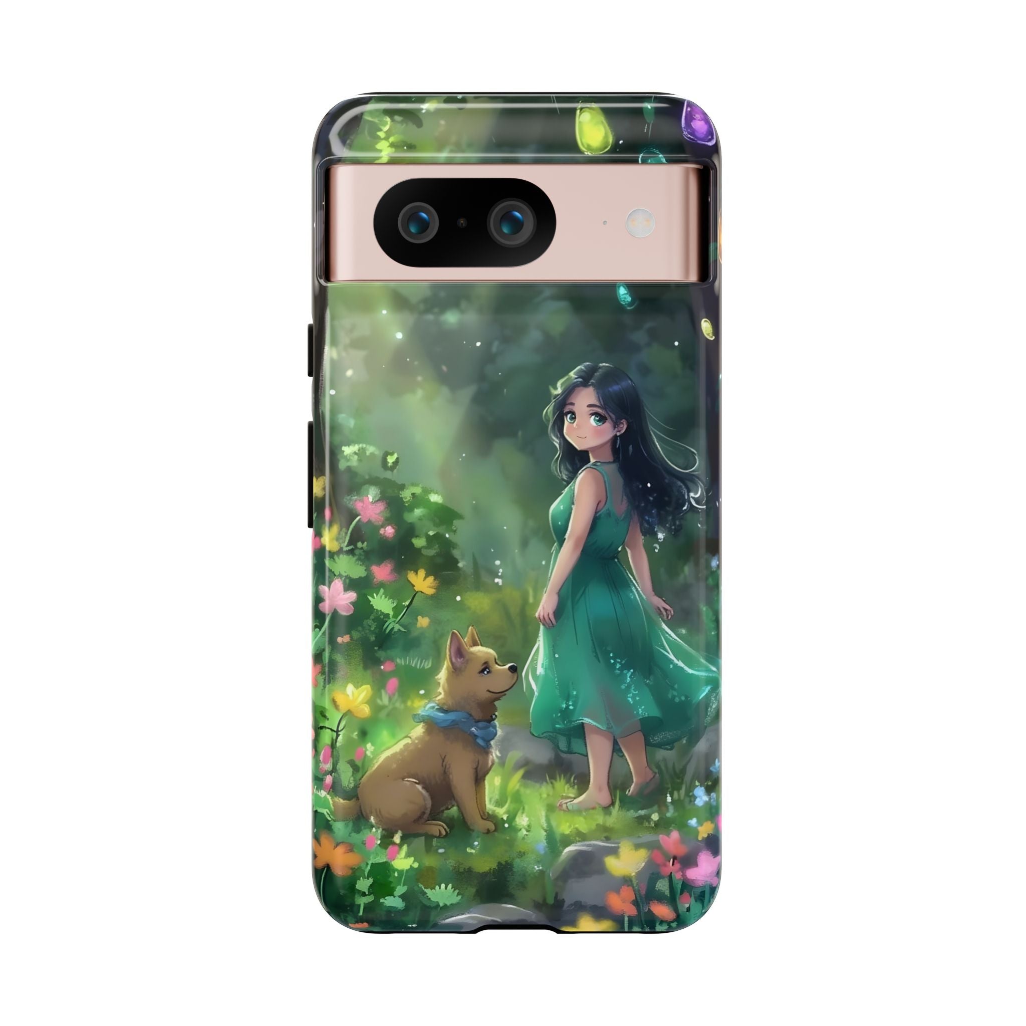 Whimsical Phone Case with Nature and Dog Artwork