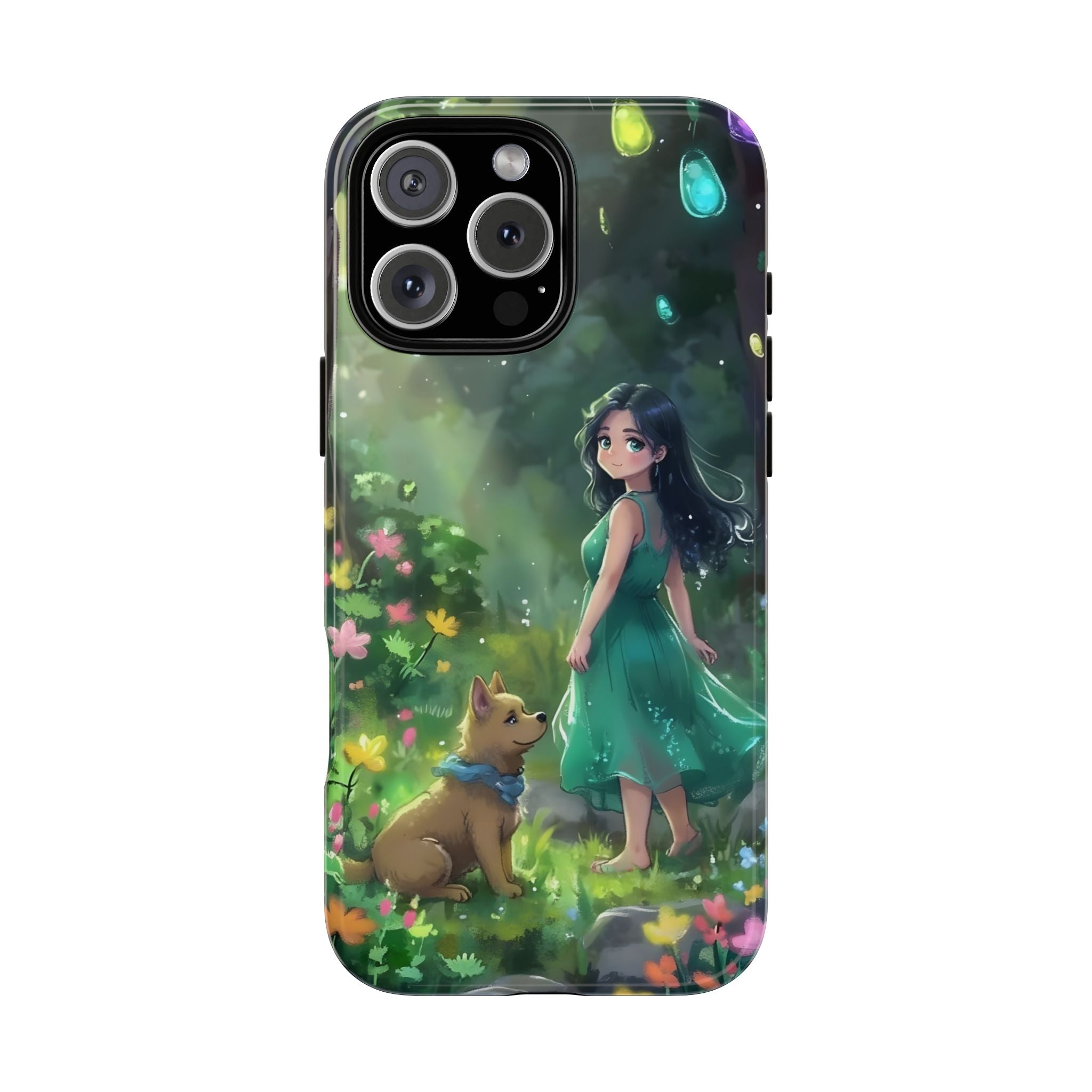 Whimsical Phone Case with Nature and Dog Artwork