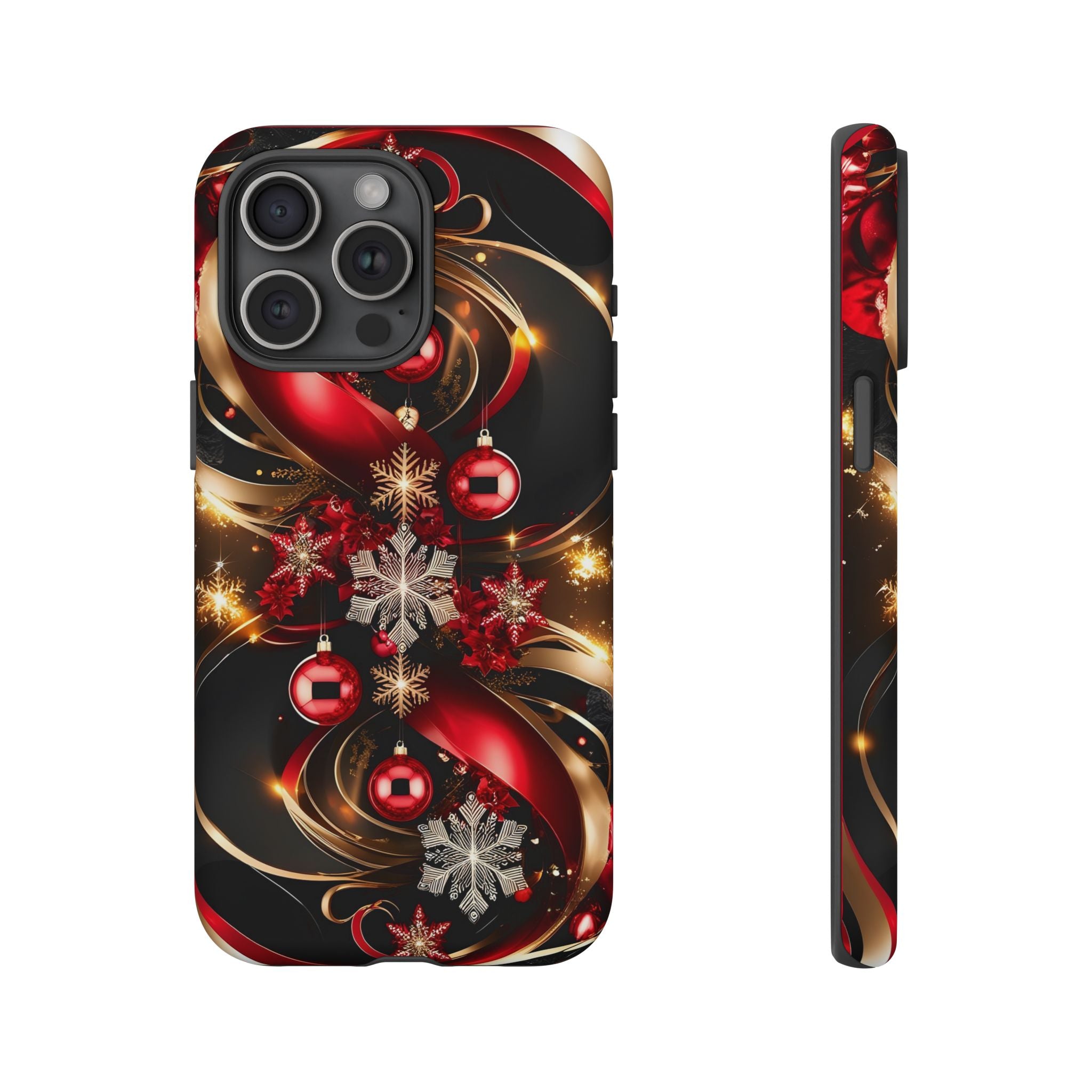 Christmas Red and Gold Phone Case - Tough Cases for Holiday Cheer
