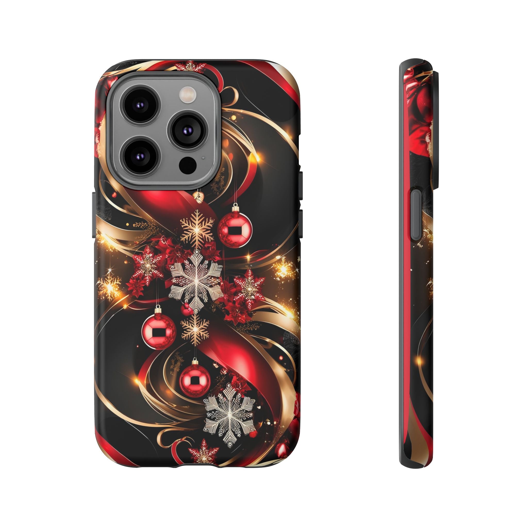 Christmas Red and Gold Phone Case - Tough Cases for Holiday Cheer