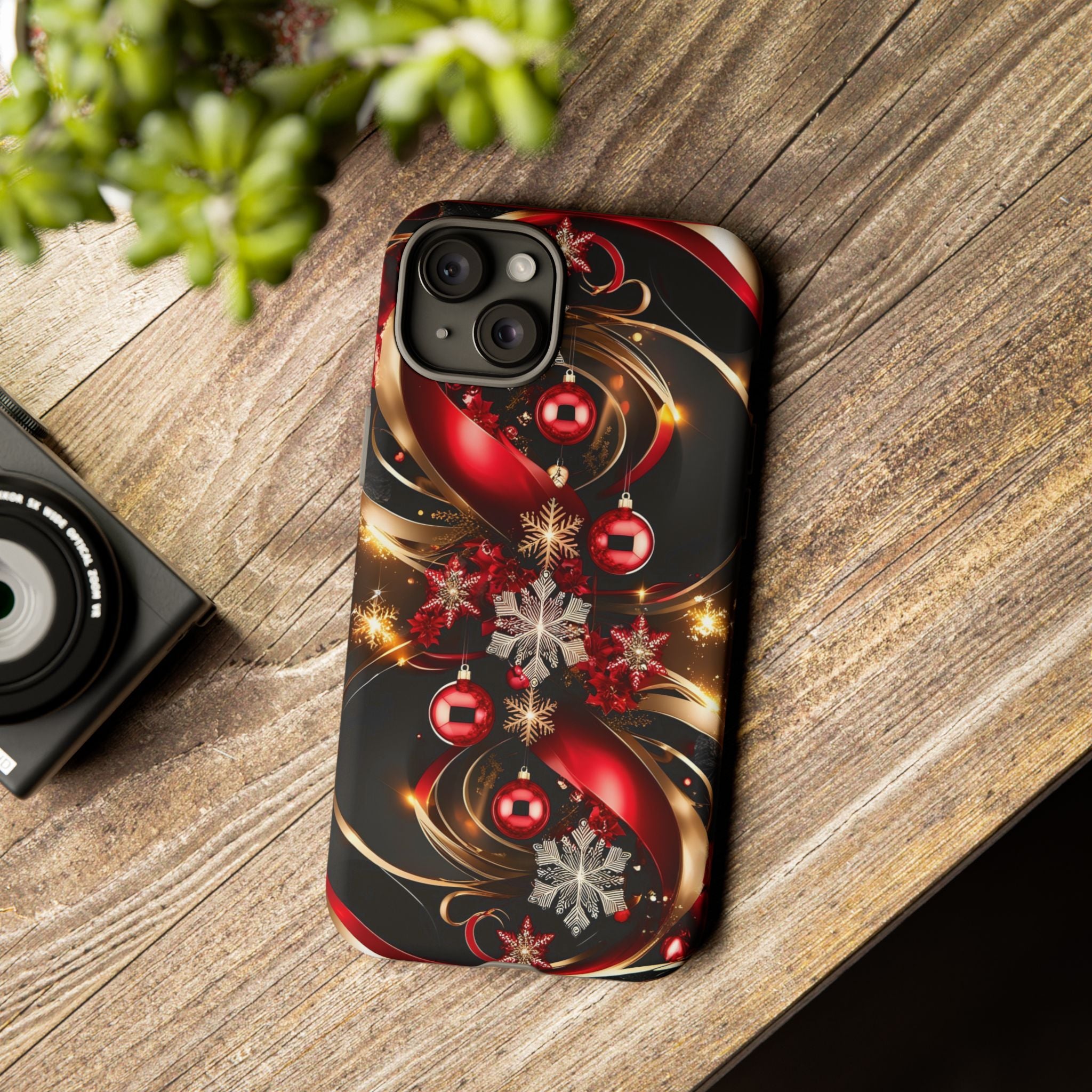 Christmas Red and Gold Phone Case - Tough Cases for Holiday Cheer