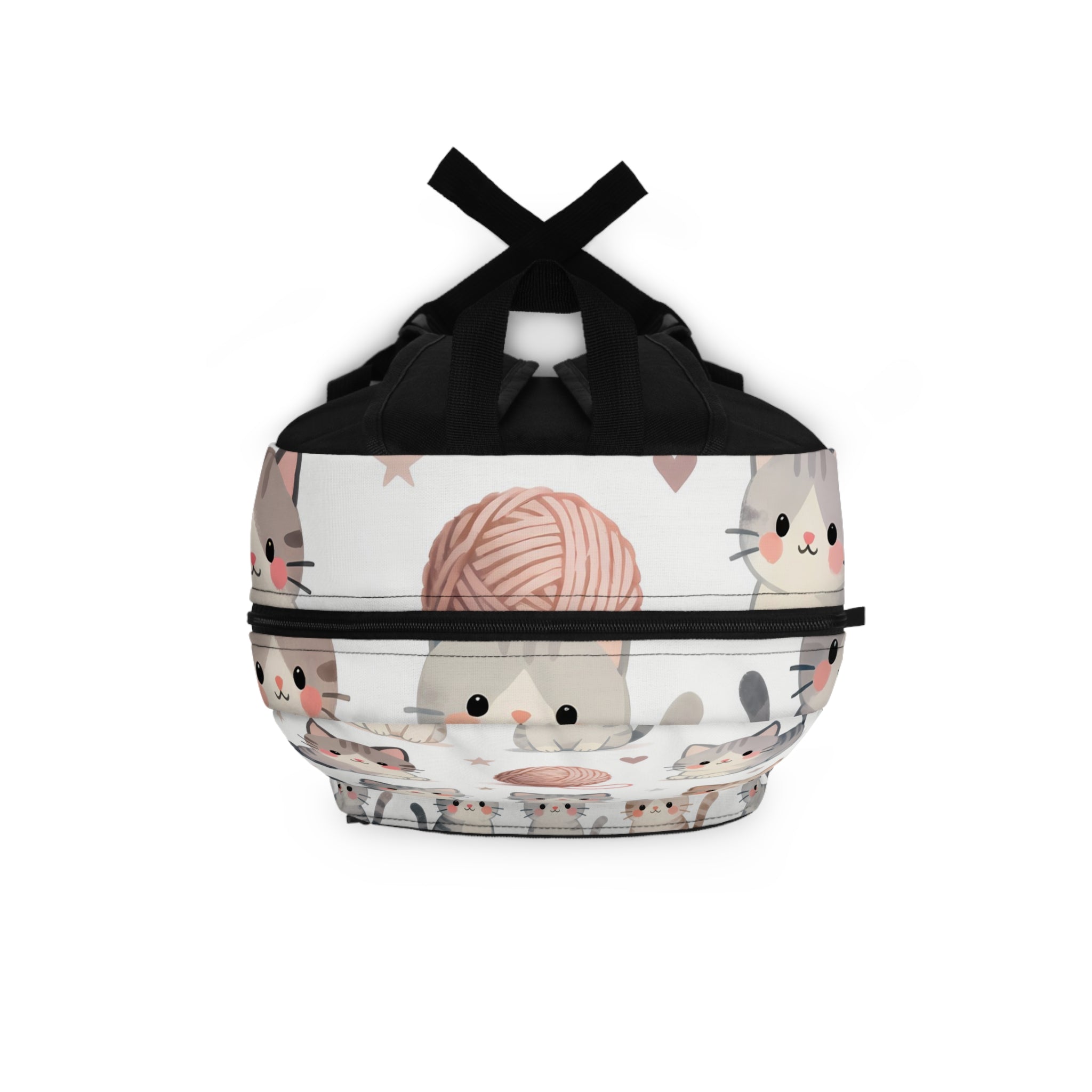 Cute Kitten Pattern Backpack — Pastel Cats & Yarn School Bag