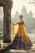 ETHNICTREE Peach Silk Gown with Net Dupatta – Perfect for Weddings & Festive Celebrations