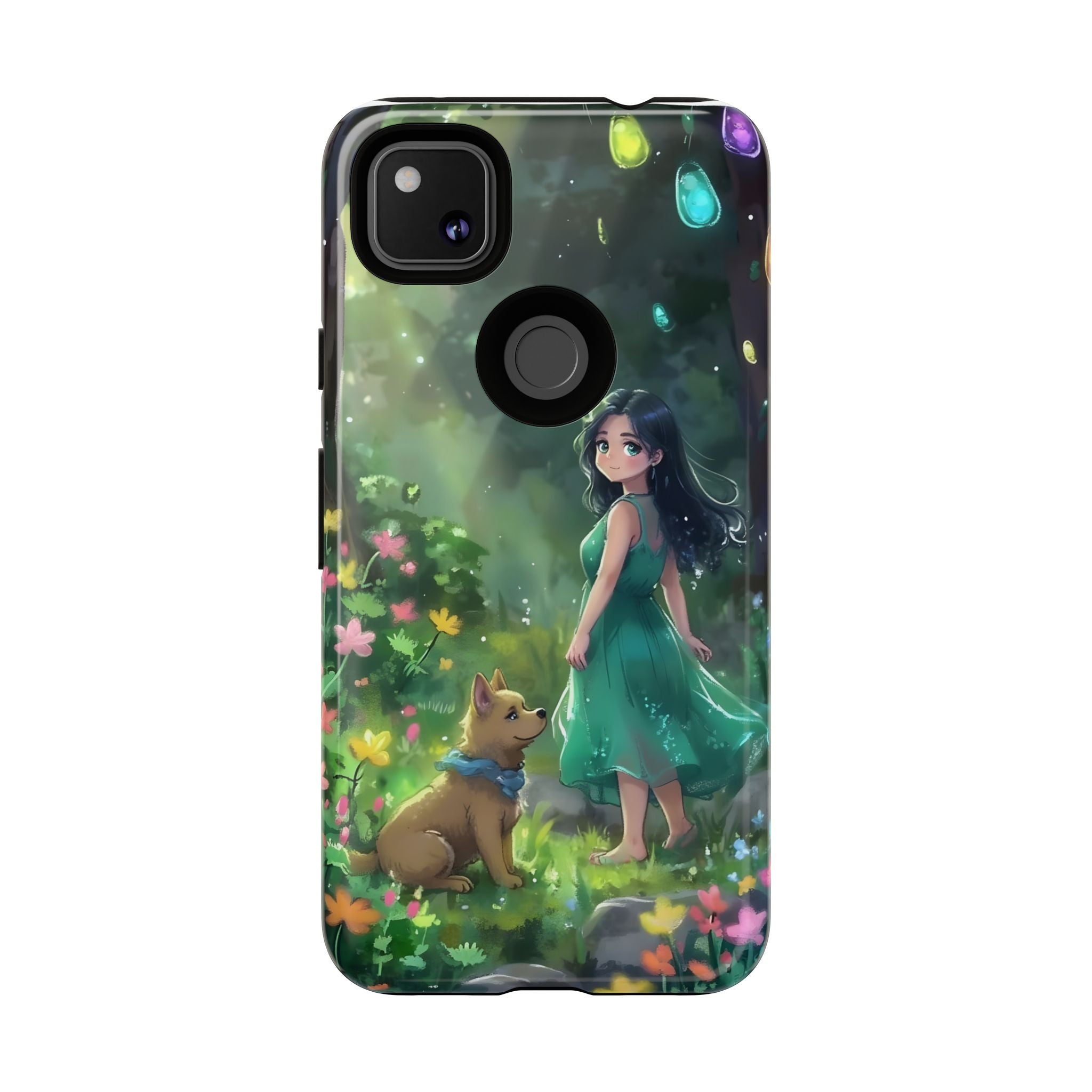 Whimsical Phone Case with Nature and Dog Artwork